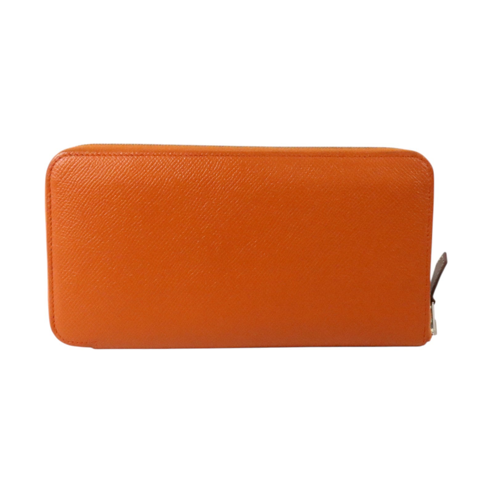 HERMES Epsom皮革Silk In Long Wallet銀扣長錢包Orange
