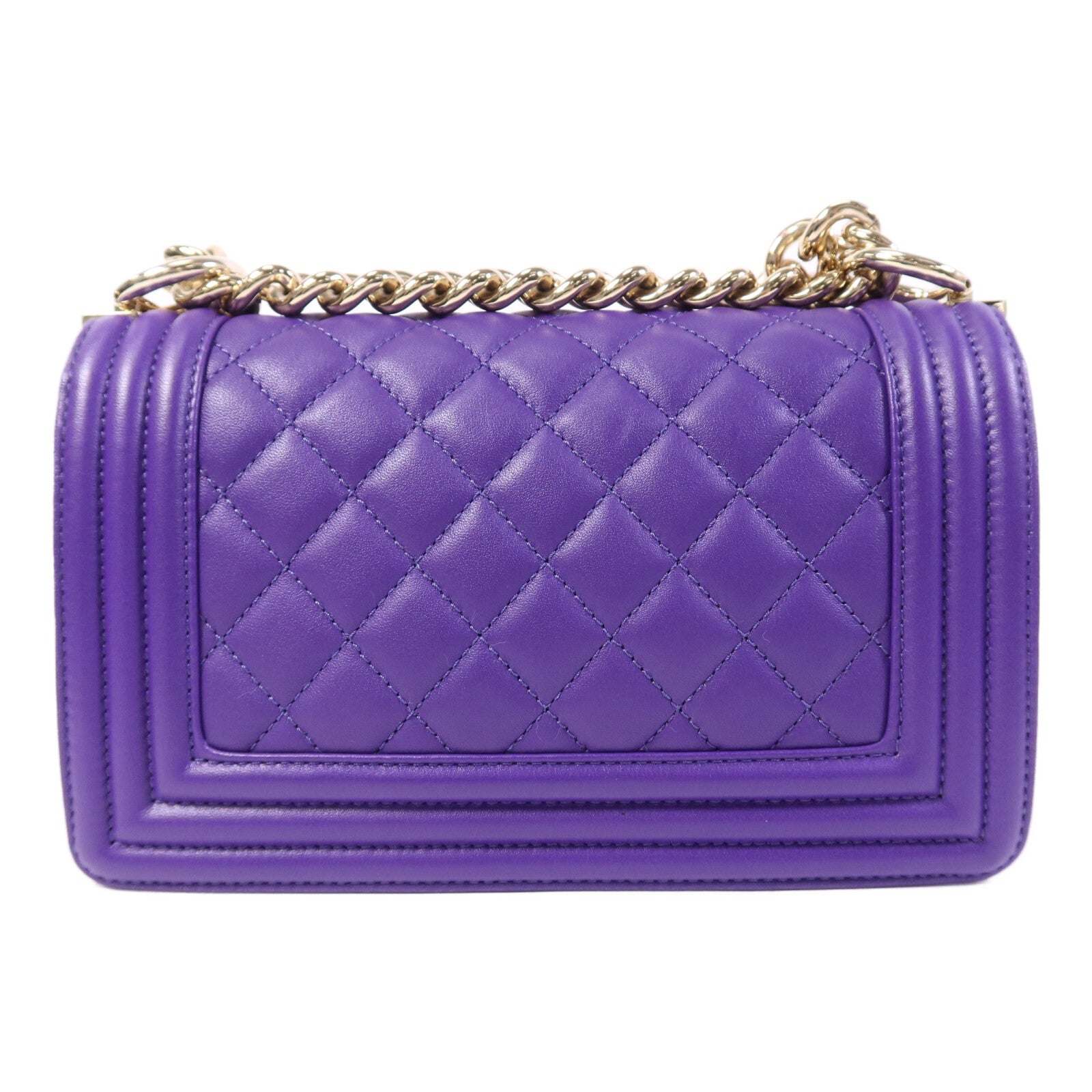 CHANEL 羊皮皮革Boy 20cm金扣鏈帶肩背袋