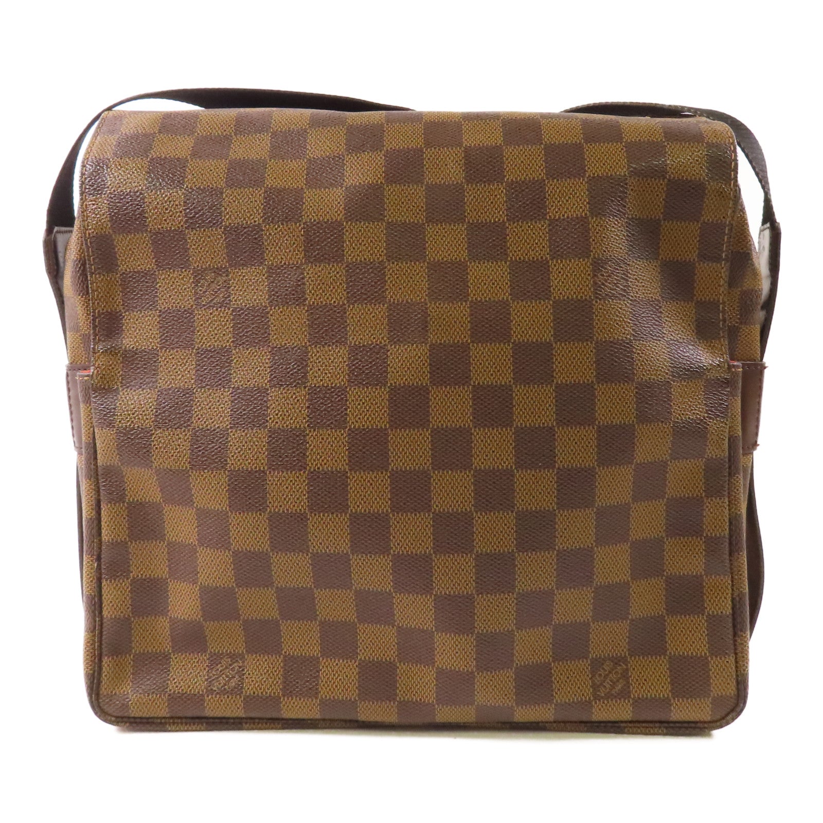 LOUIS VUITTON Damier Naviglio金扣肩背袋棕色