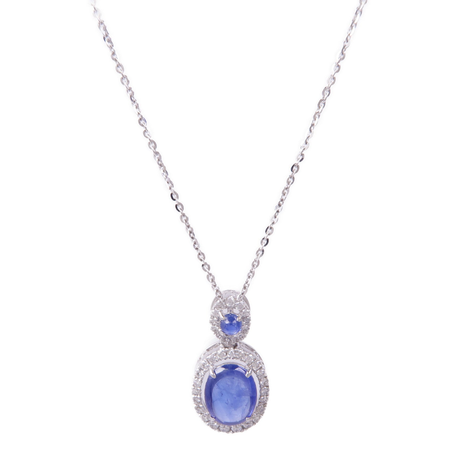 JEWELRY Sapphire Diamond Necklace 18K White Gold
