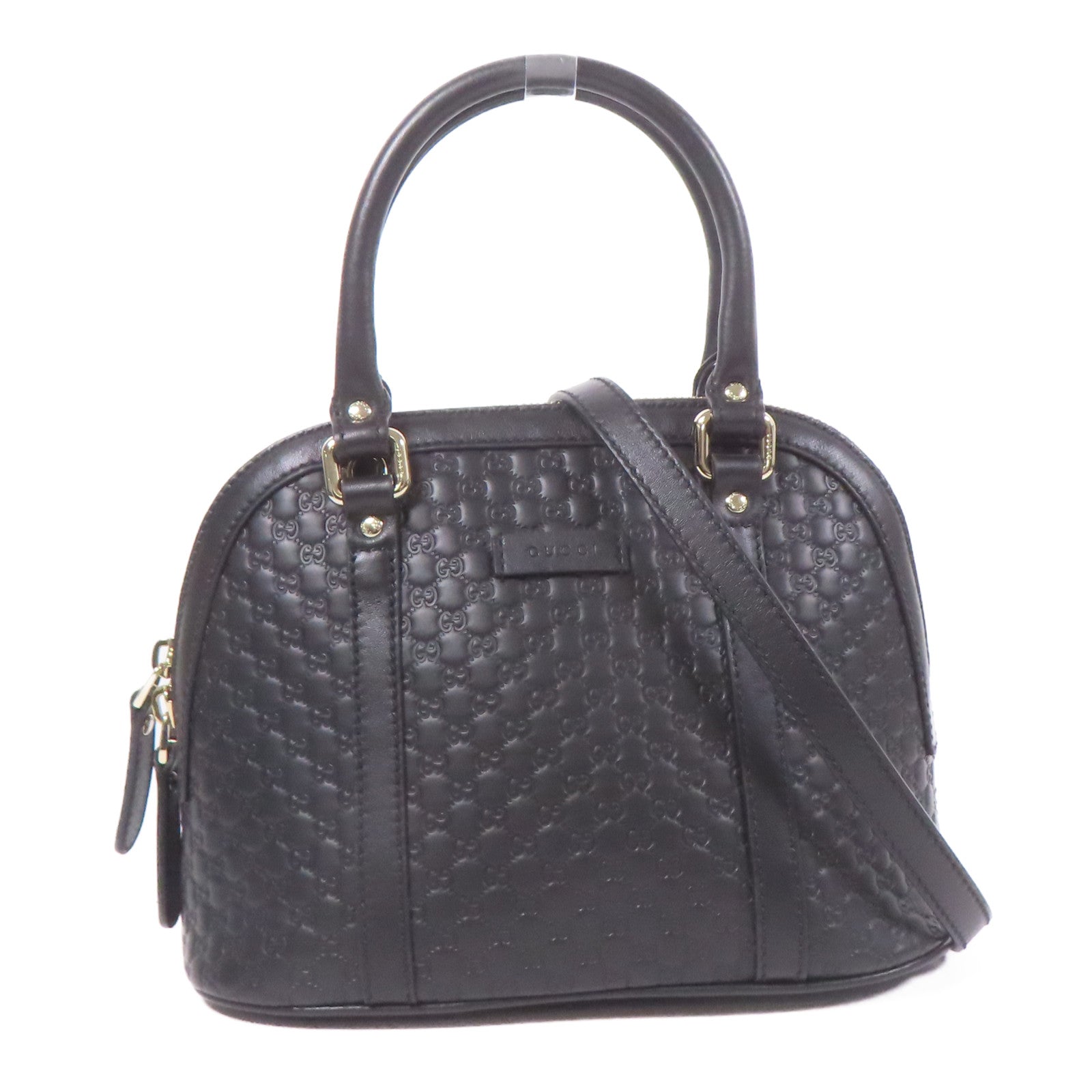 GUCCI GG GHW Mini Dome 2way Shoulder Bag 449654 Calfskin Leather Black