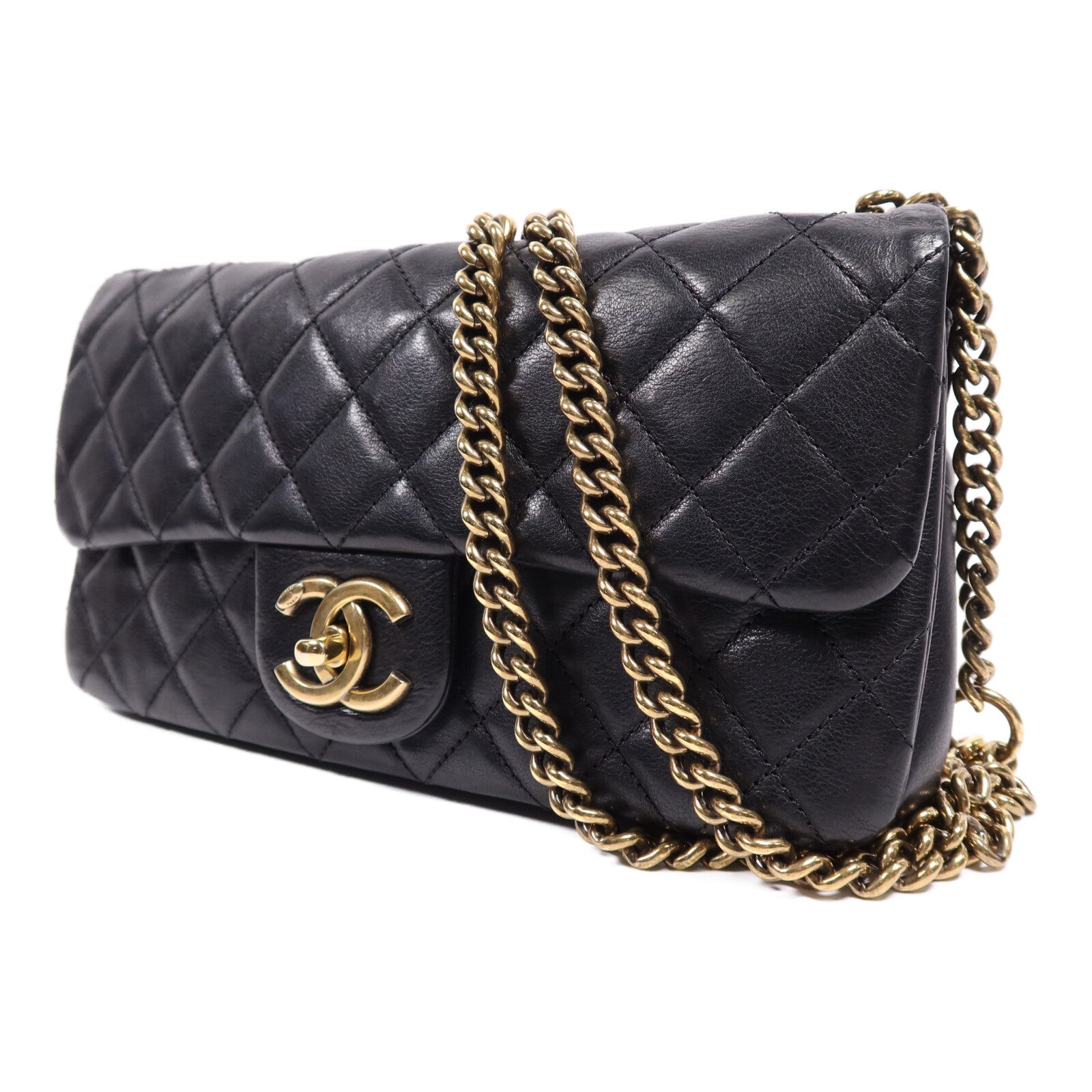 CHANEL 牛皮皮革Chain Shoulder Bag金扣鏈帶肩背袋