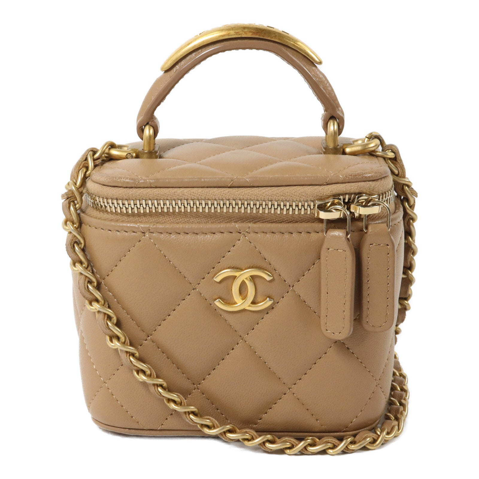 CHANEL 羊皮皮革Vanity Case鏈帶手挽肩背兩用袋