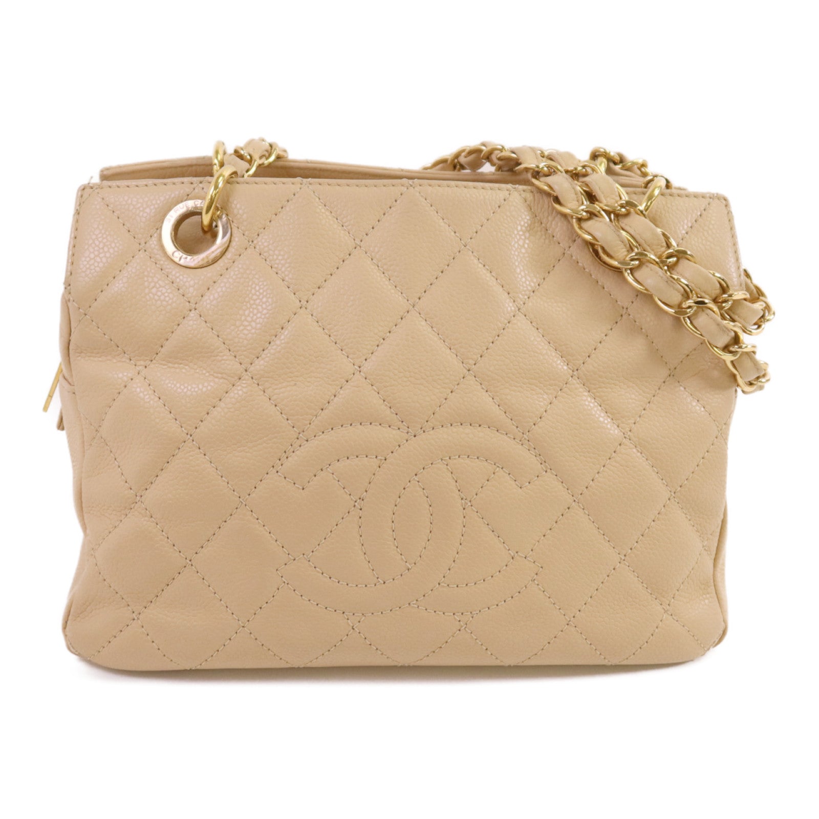 CHANEL 牛皮皮革Chain Shoulder金扣鏈帶肩背袋