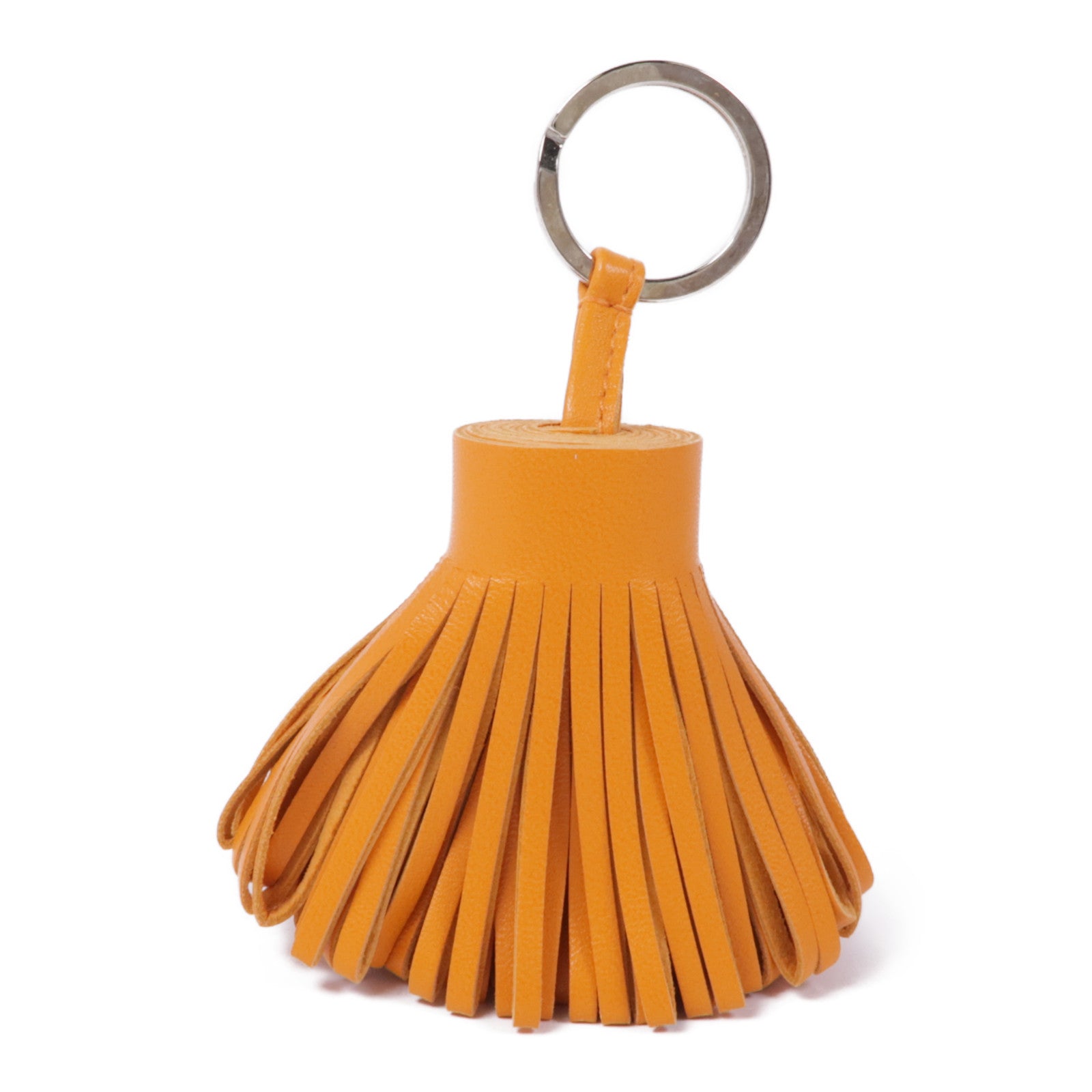 HERMES Swift皮革Carmen Charm銀扣掛飾Orange