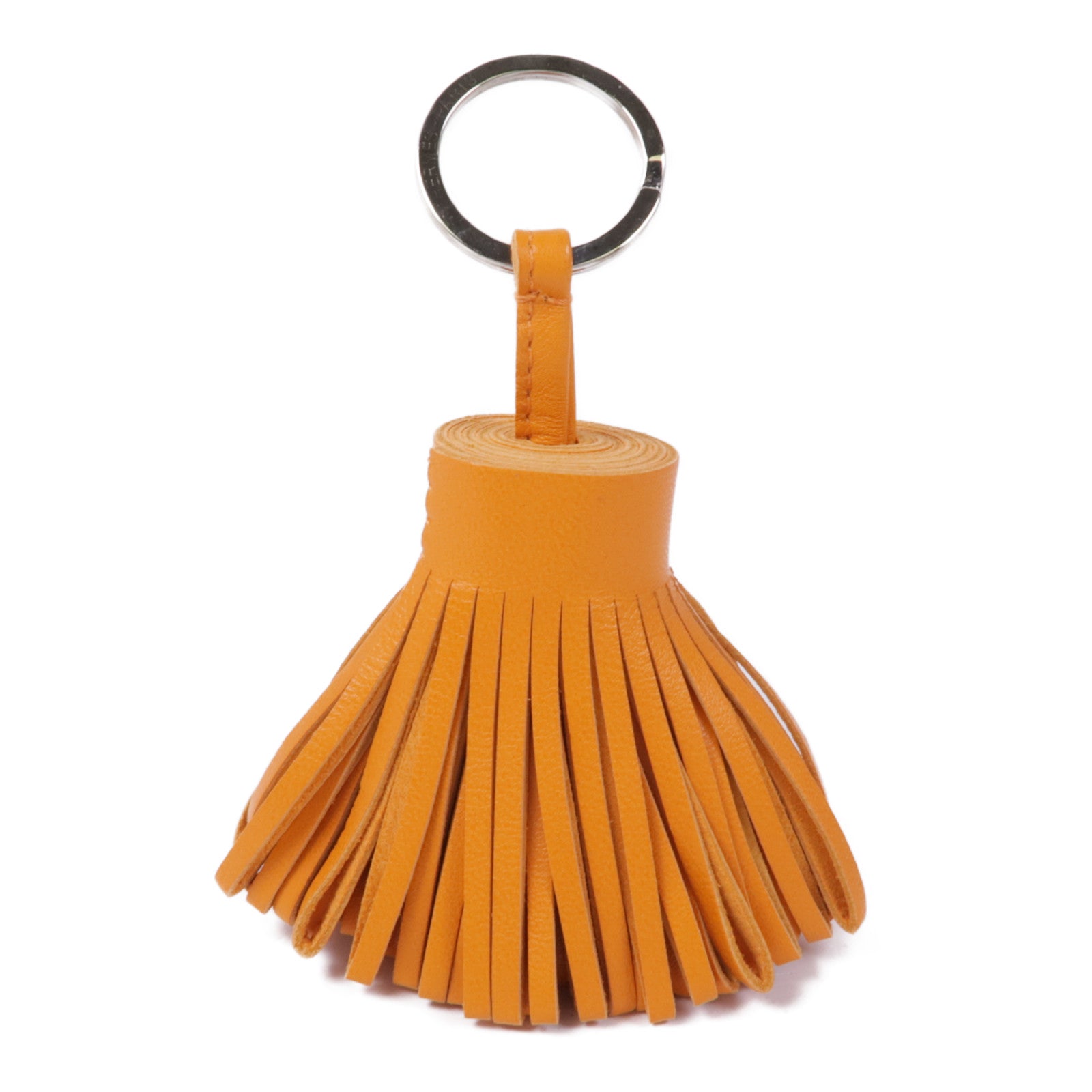 HERMES Swift皮革Carmen Charm銀扣掛飾Orange