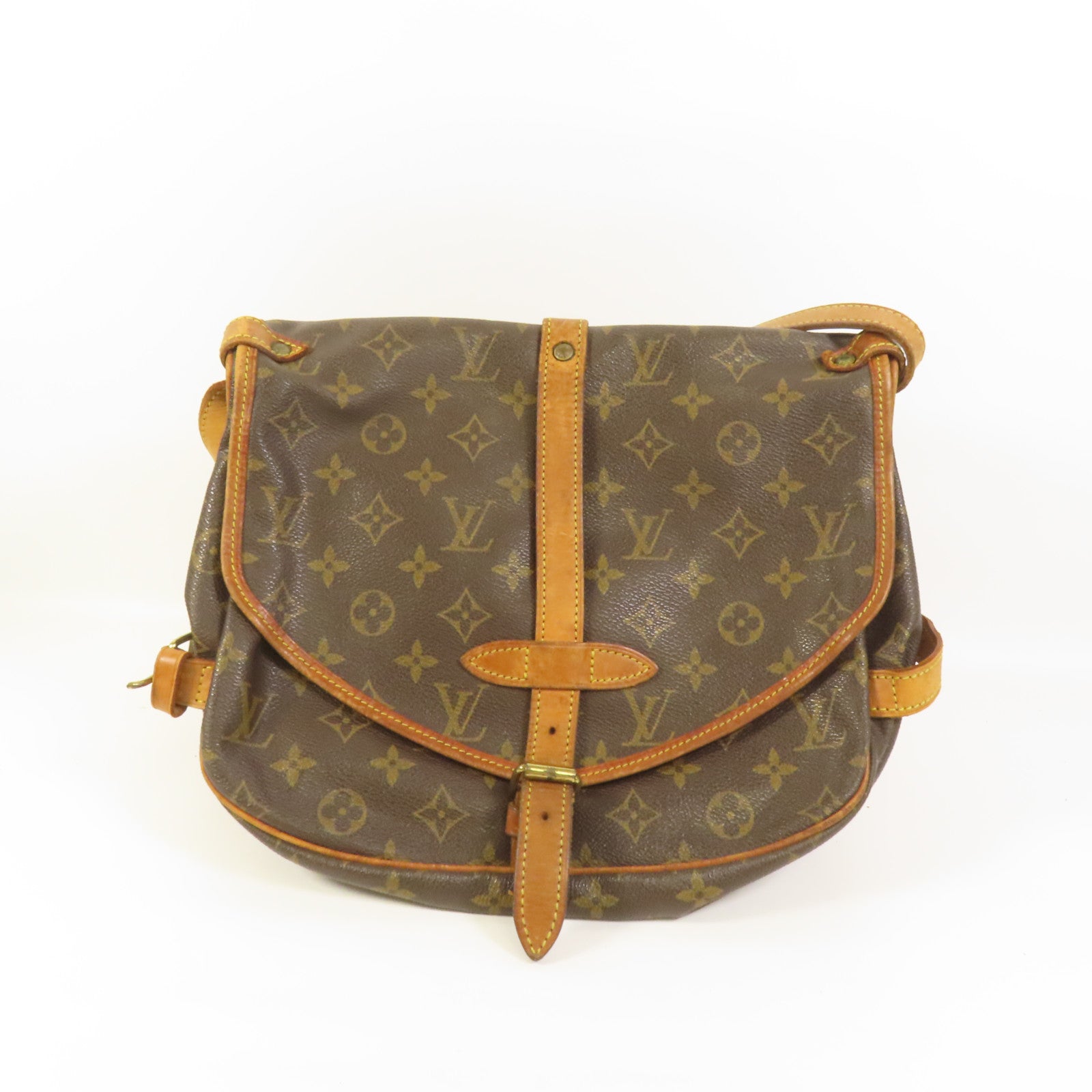 LOUIS VUITTON Monogram Saumur 30金扣肩背袋棕色