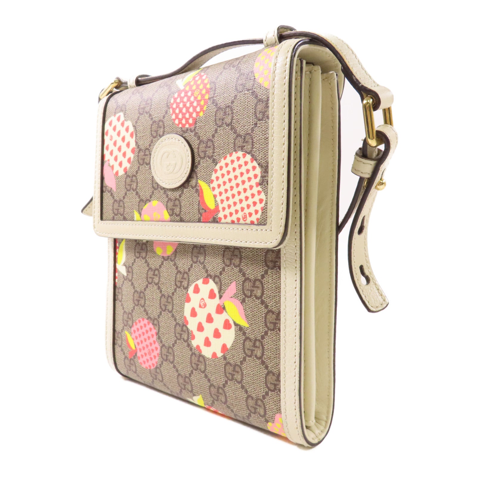 GUCCI 塗層帆布GG Emboss Messenger Bag金扣肩背袋