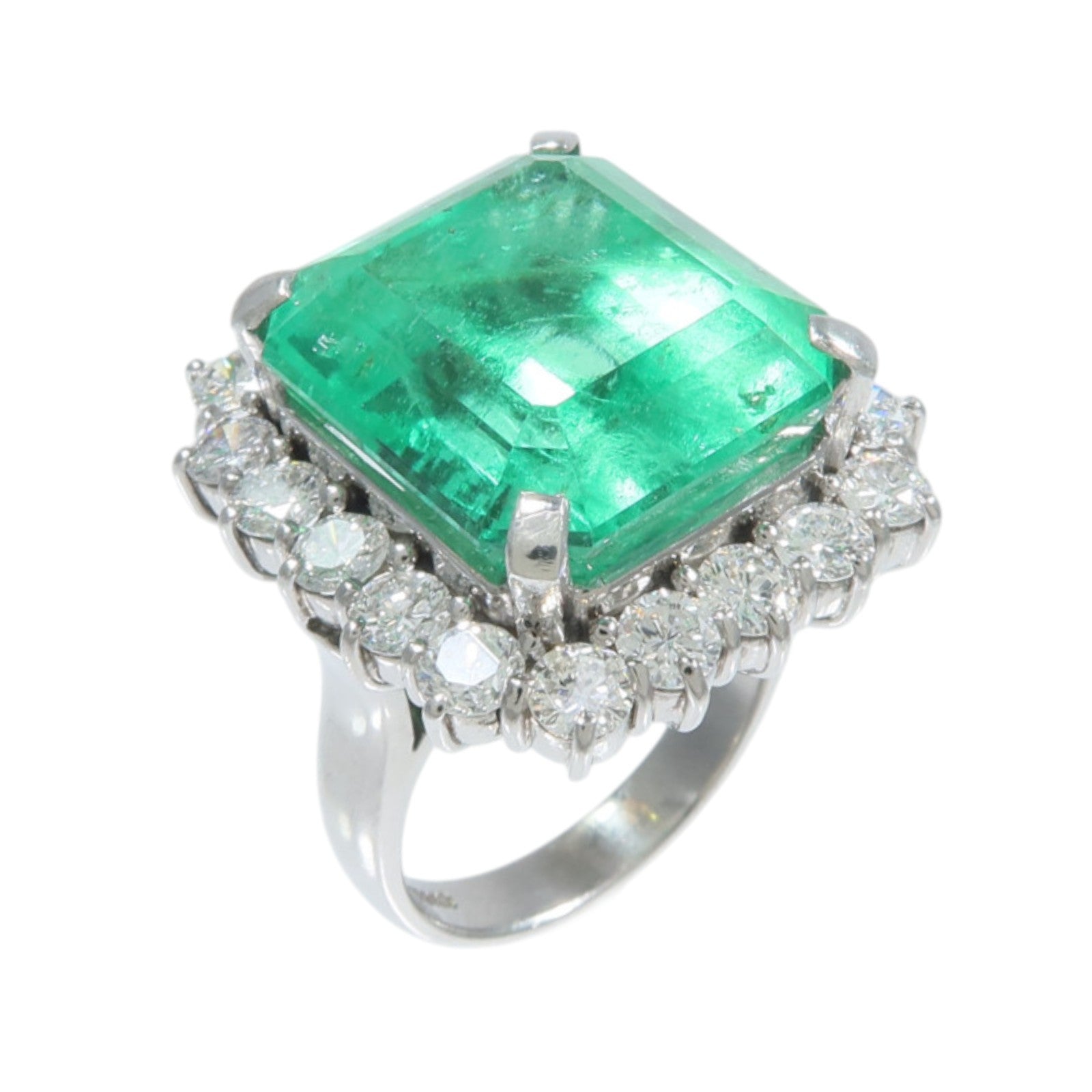 JEWELRY PT850鉑金Emerald Diamond Ring綠寶石/鑽石戒指