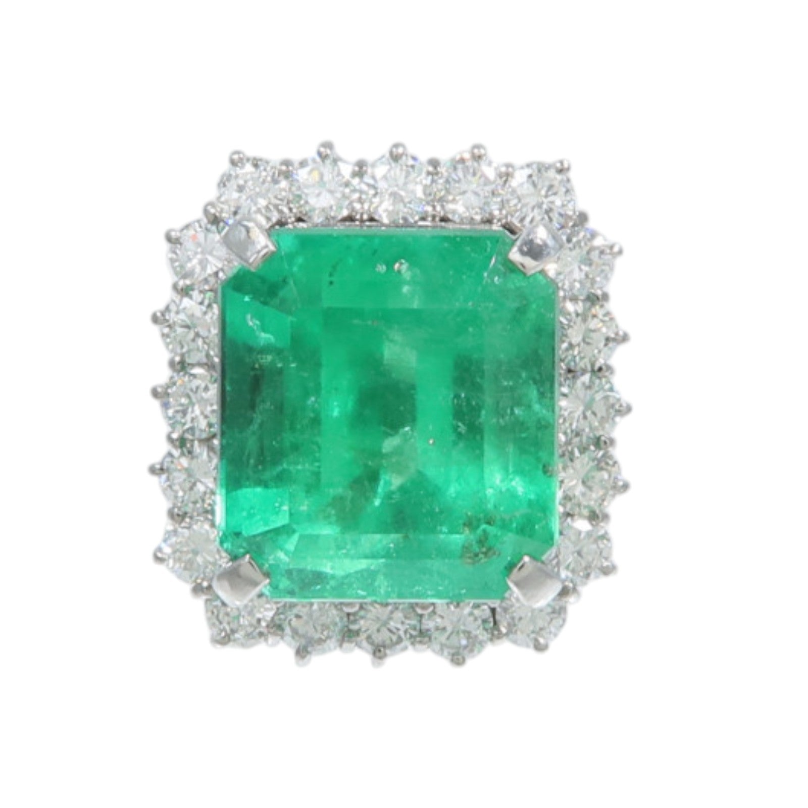 JEWELRY PT850鉑金Emerald Diamond Ring綠寶石/鑽石戒指
