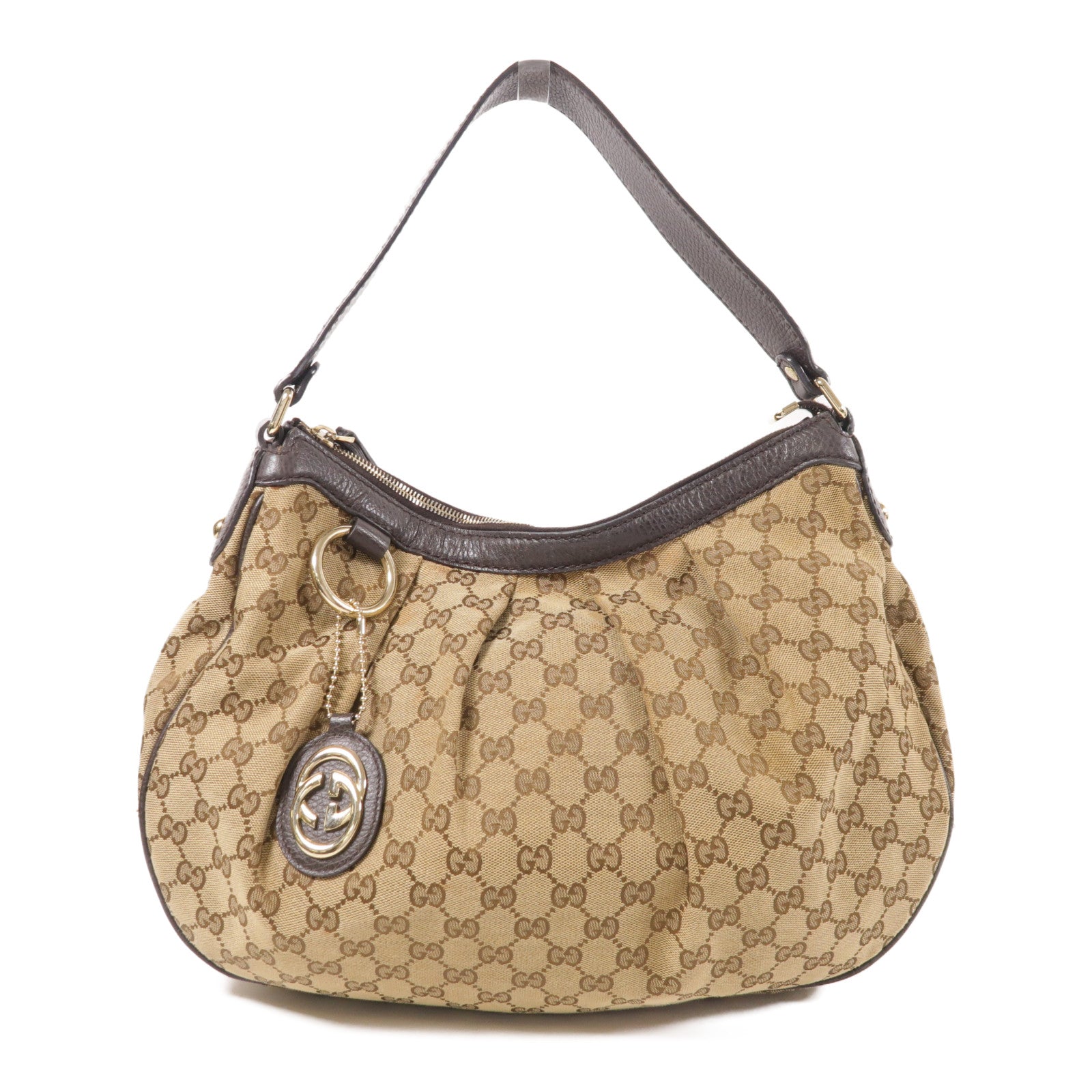 GUCCI GG GHW Shoulder Bag 364843 Canvas Brown
