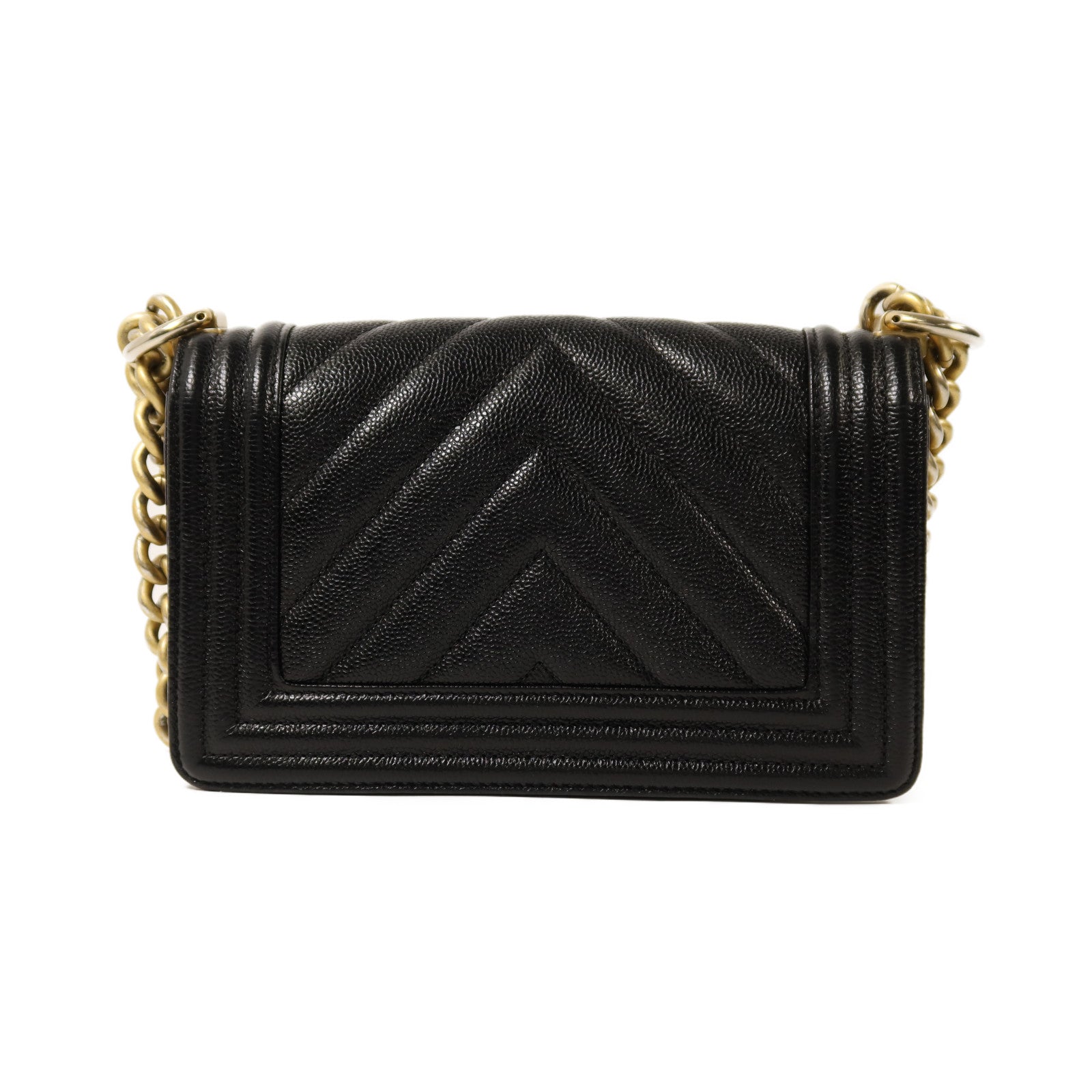 CHANEL 牛皮皮革Boy 20金扣鏈帶肩背袋