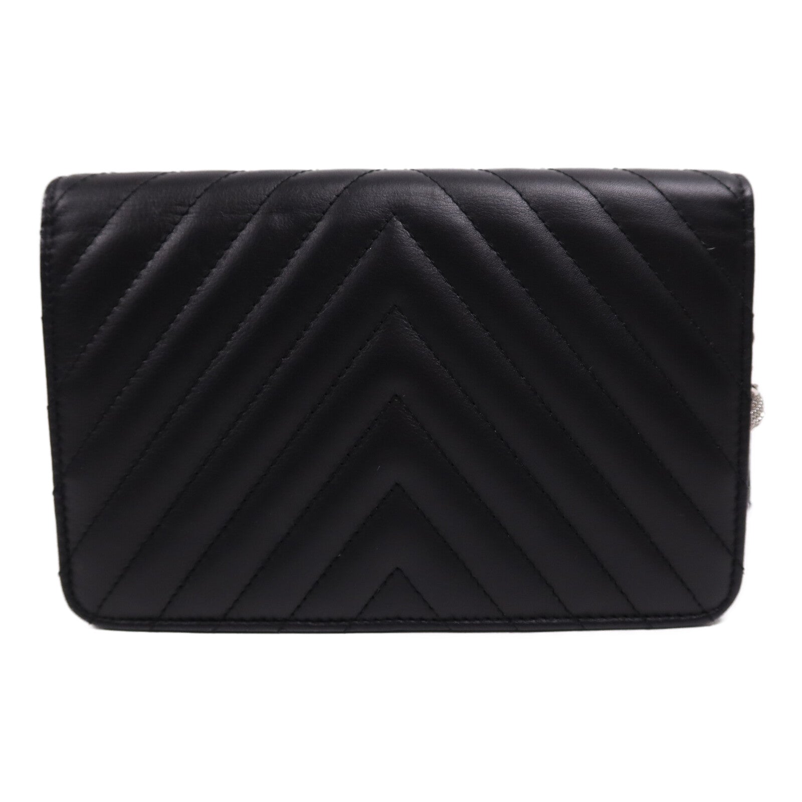 CHANEL 羊皮皮革WOC Wallet On Chain銀扣鏈帶肩背袋