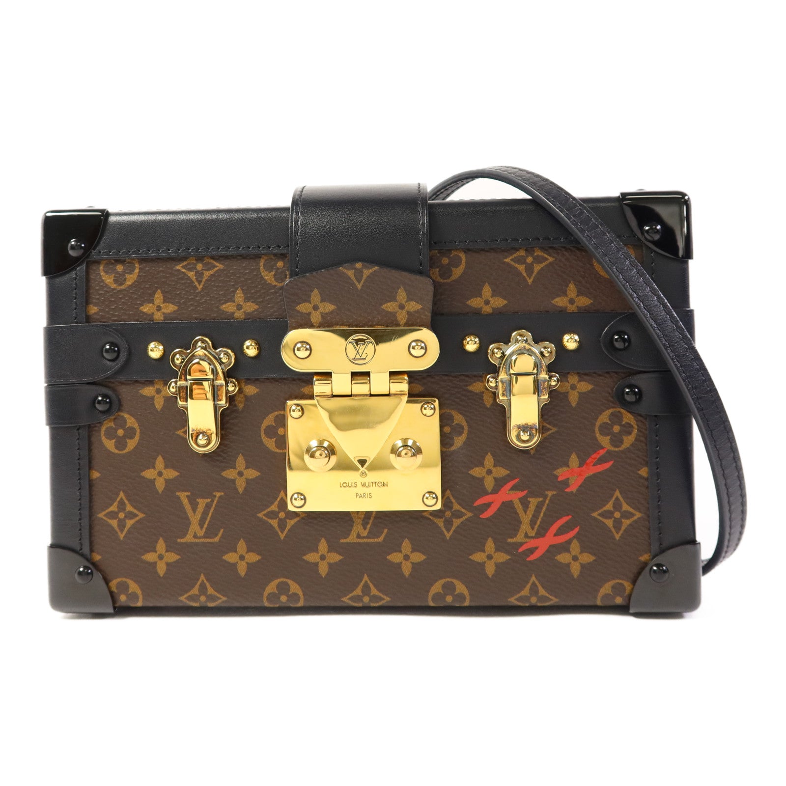 LOUIS VUITTON Monogram Petite Malle金扣肩背袋