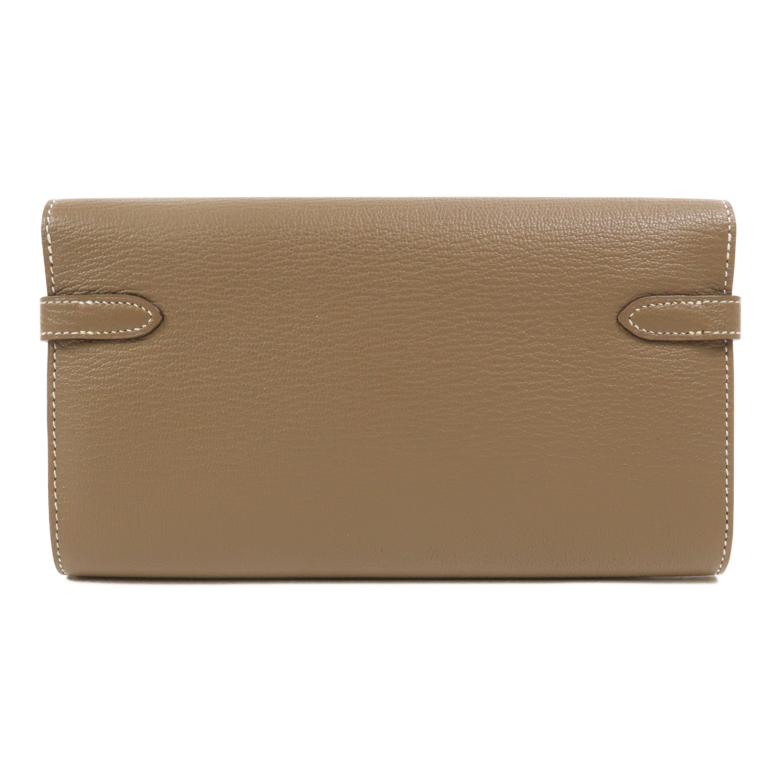 HERMES Chevre皮革Kelly Wallet長錢包Etoupe