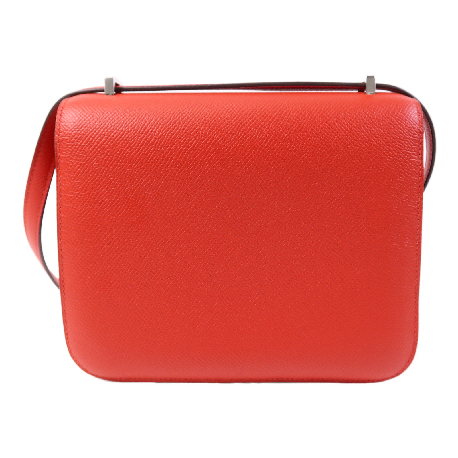 HERMES Epsom皮革Constance 24肩背袋銀扣Rouge De Coeur/Mauve