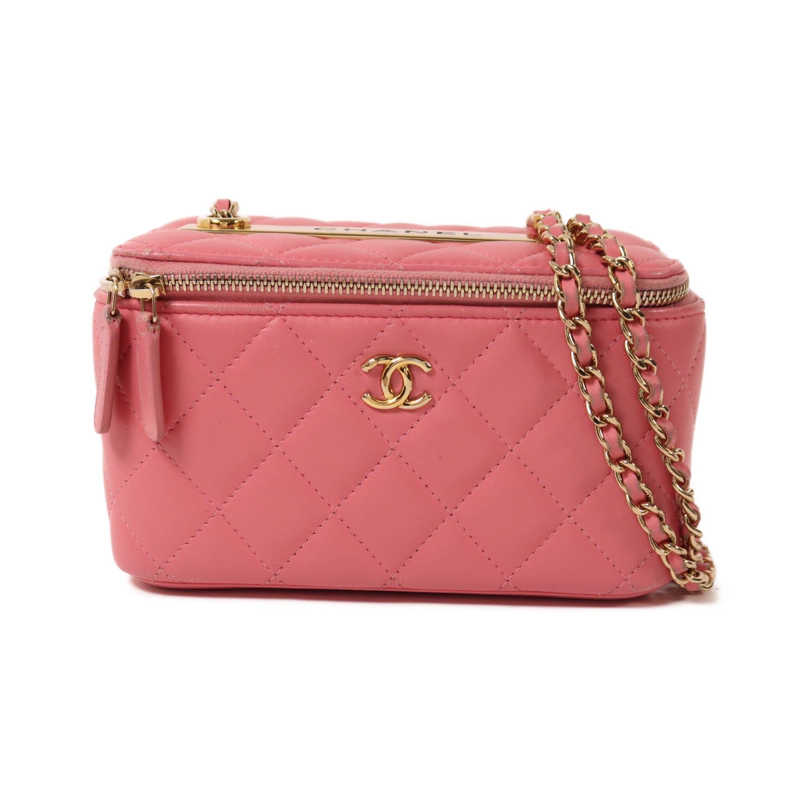 CHANEL 羊皮皮革Vanity Case金扣鏈帶肩背袋