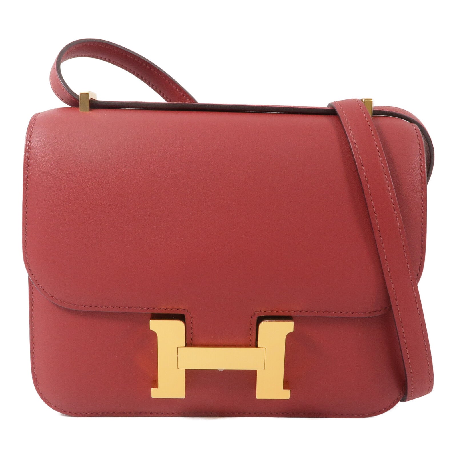 HERMES Swift皮革Constance Mini肩背袋Rouge Grenat