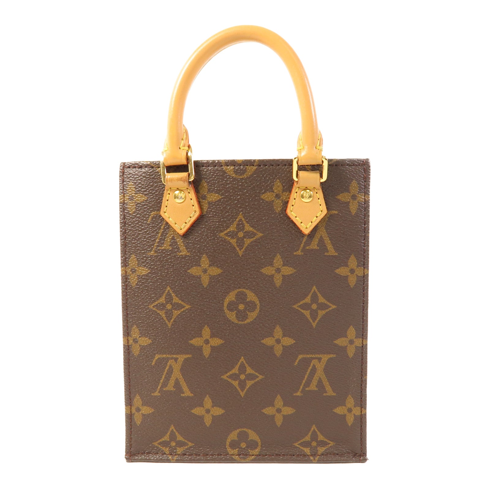 LOUIS VUITTON Monogram Petit Sac Plat金扣手挽肩背兩用袋Monogram Petit Sac Plat金扣手挽肩背兩用袋