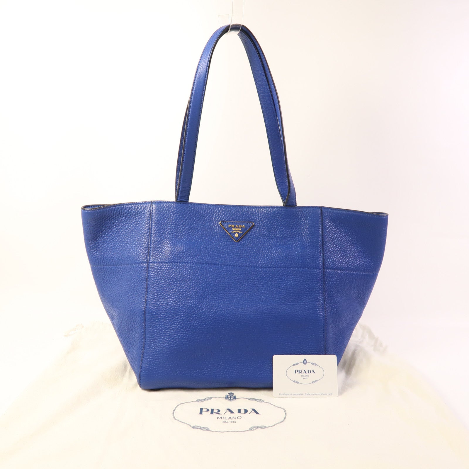 PRADA 牛皮皮革Tote Bag金扣肩背袋