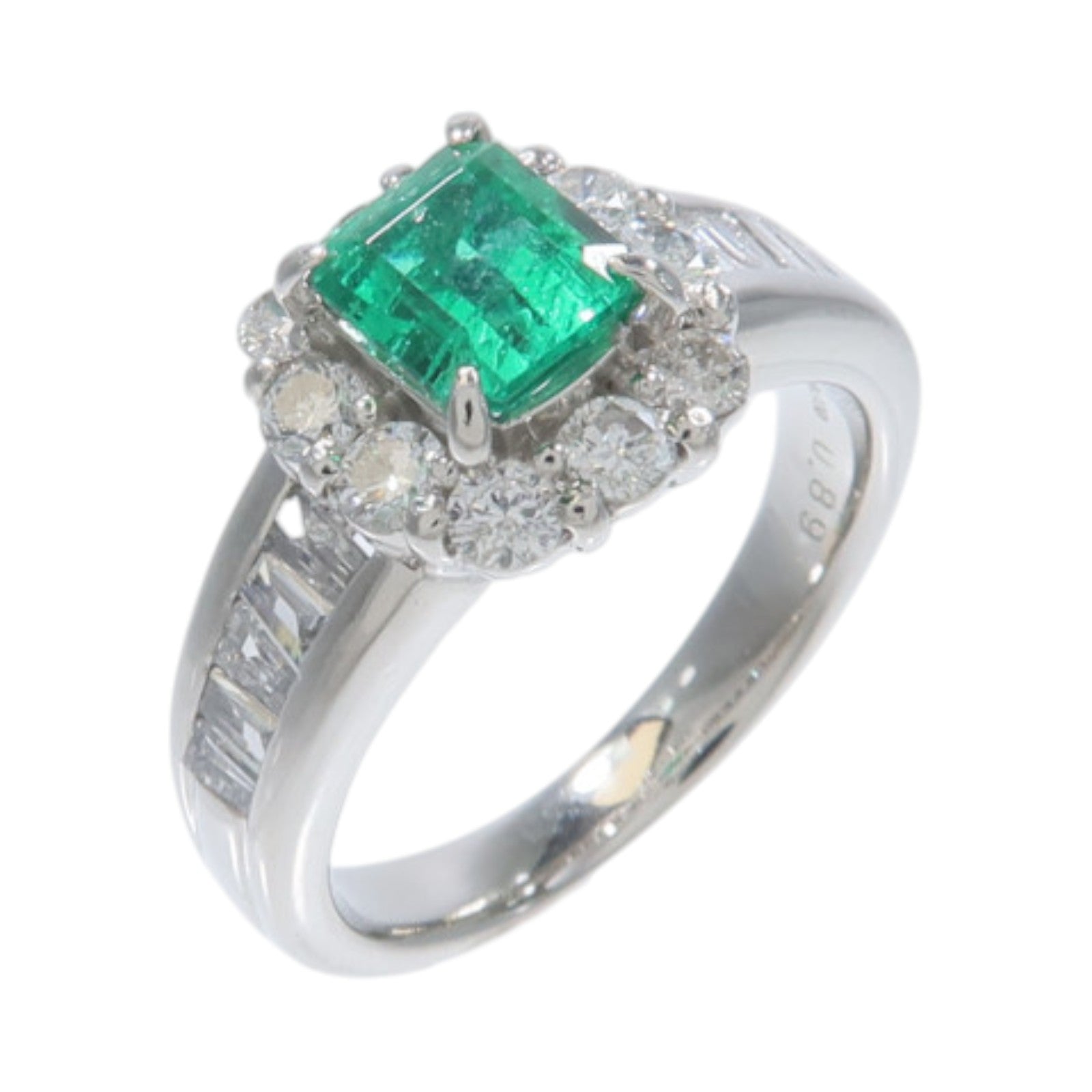 JEWELRY PT900鉑金Emerald Diamond Ring綠寶石/鑽石戒指
