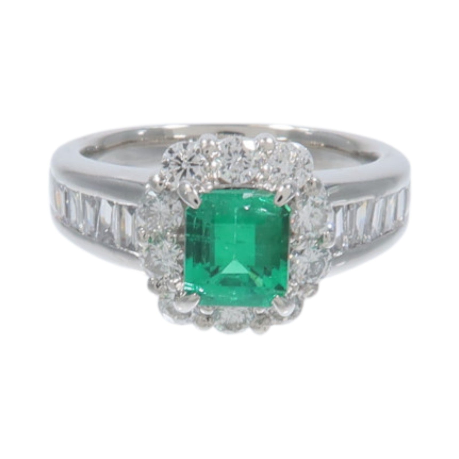 JEWELRY PT900鉑金Emerald Diamond Ring綠寶石/鑽石戒指