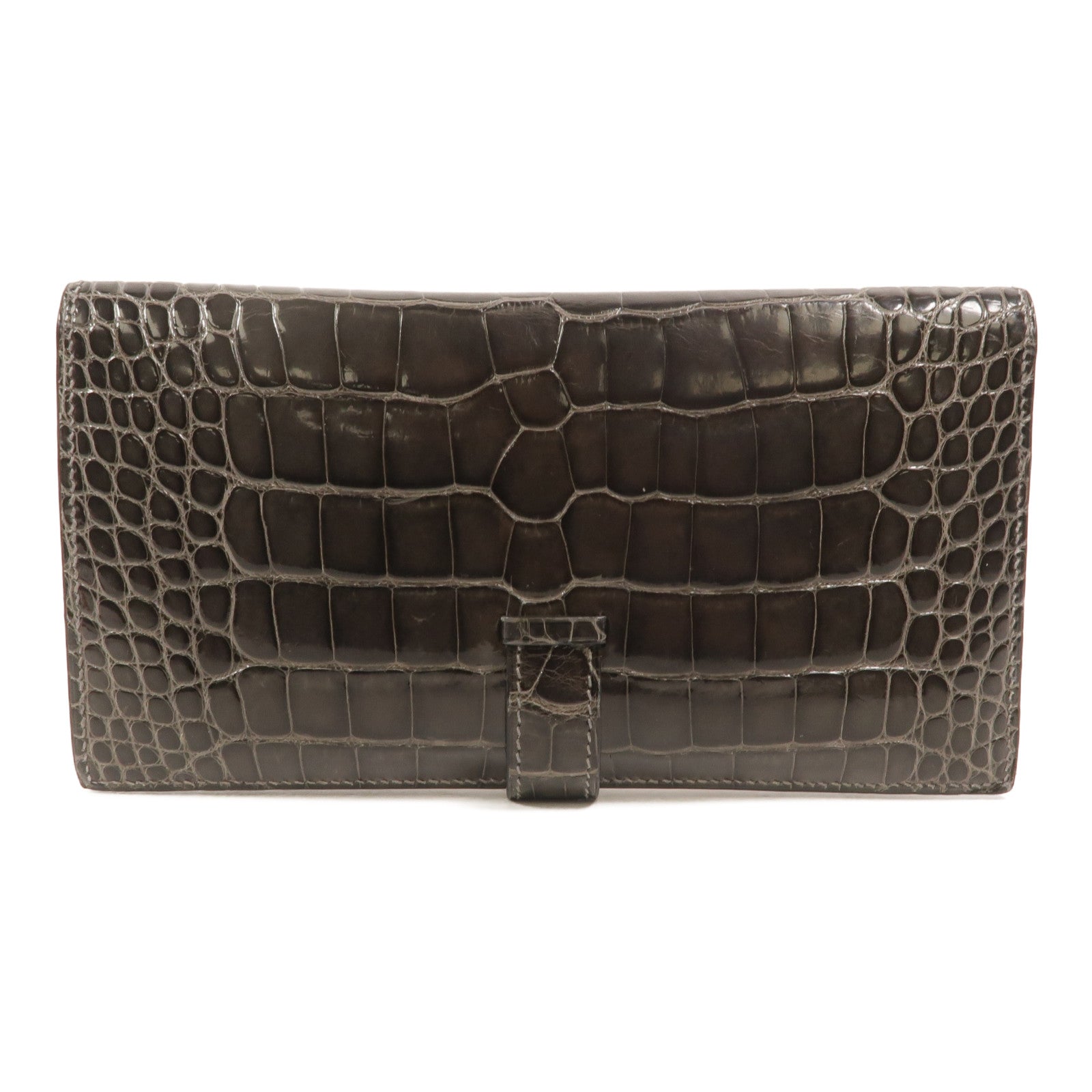 HERMES Alligator皮革Bearn Long Wallet長錢包Graphite