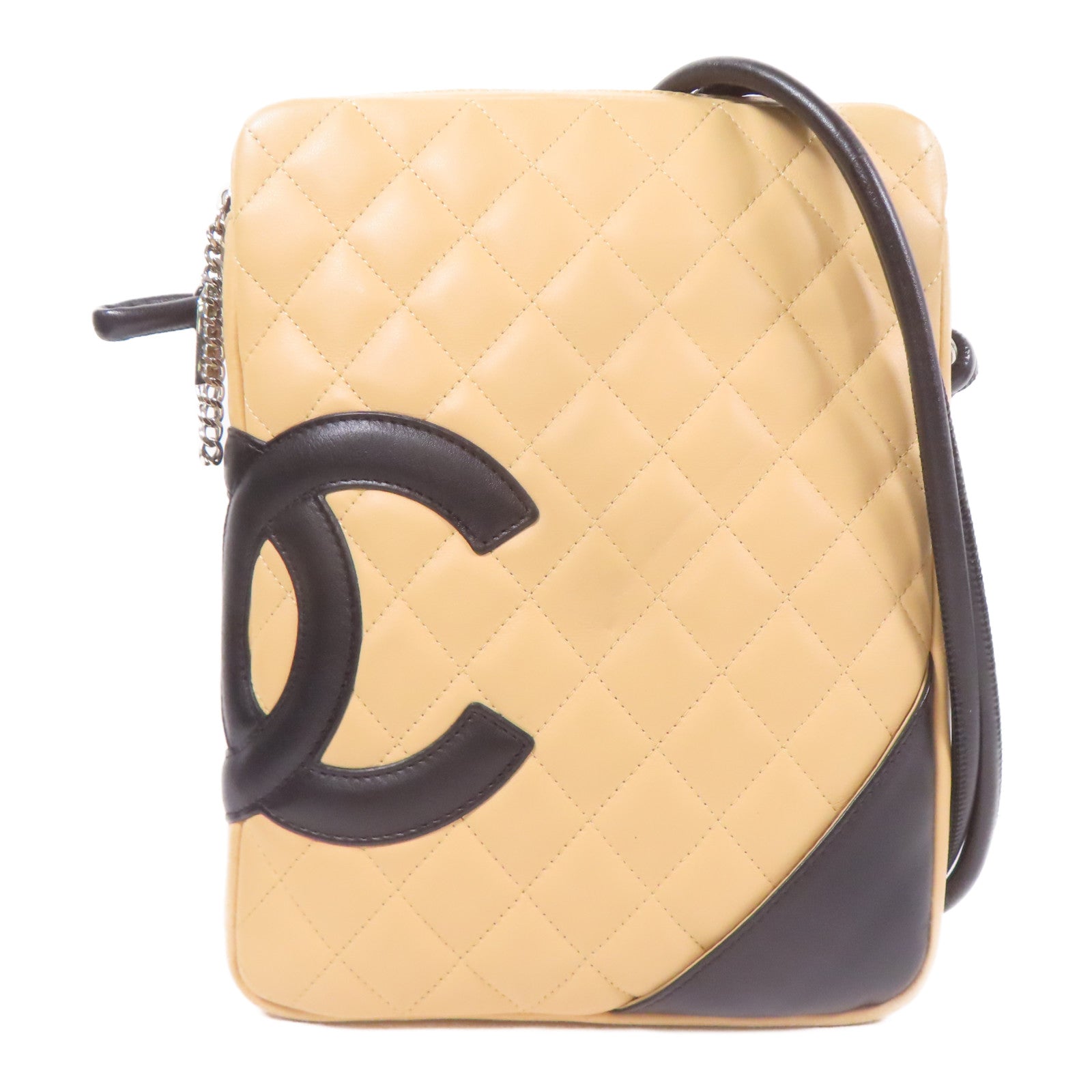 CHANEL CC SHW Cambon Shoulder Bag Calfskin Leather Beige