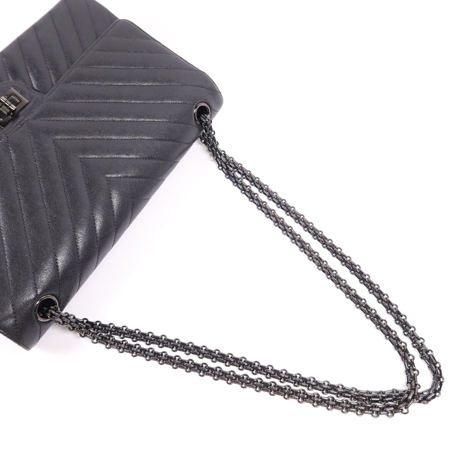 CHANEL 牛皮皮革2.55 (28cm)鏈帶肩背袋