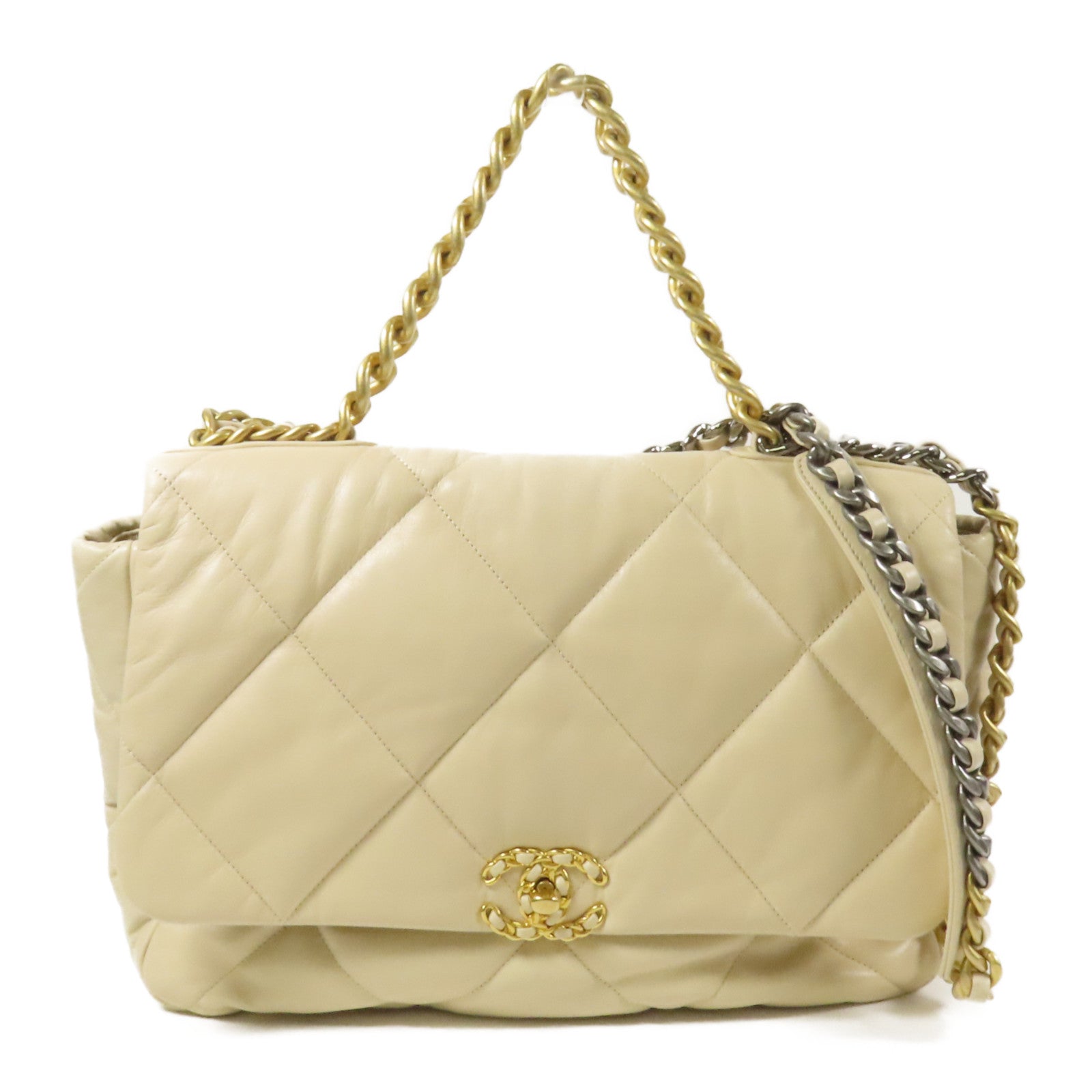 CHANEL 【激減優惠】羊皮皮革19 Large金扣手挽肩背兩用袋