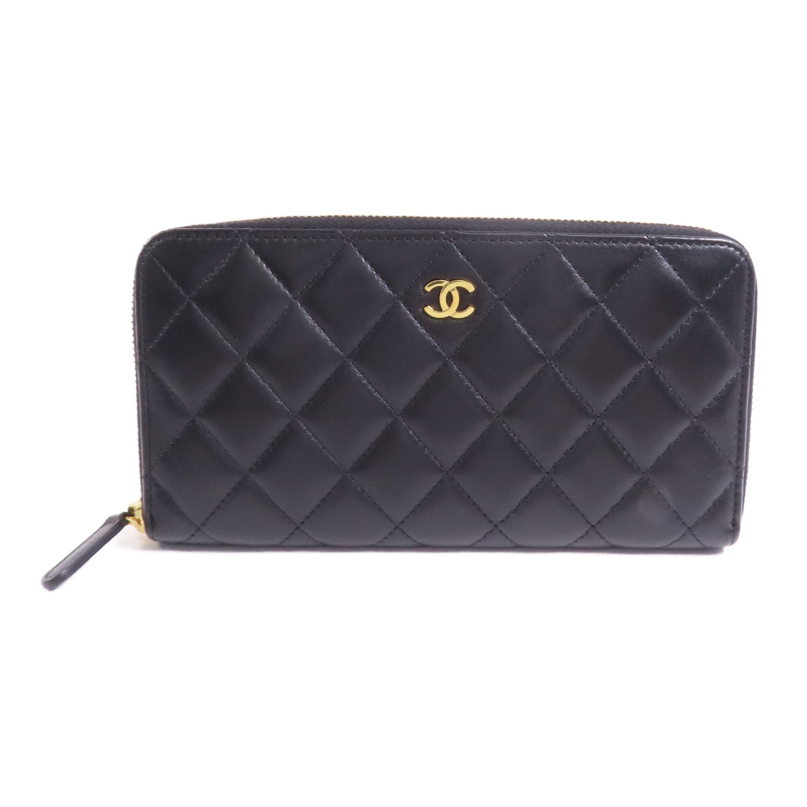 CHANEL 羊皮皮革Long Wallet金扣長錢包