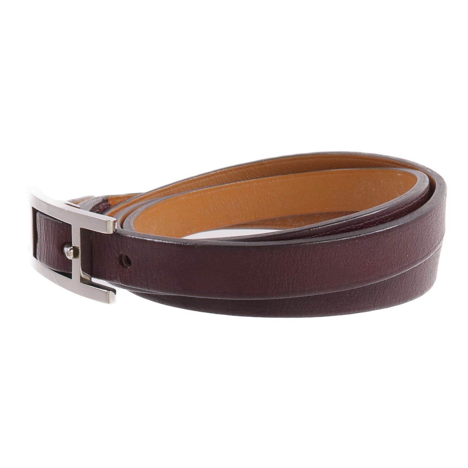 HERMES Swift皮革Behapi Triple Tour Bracelet手帶Rouge H/Fauve