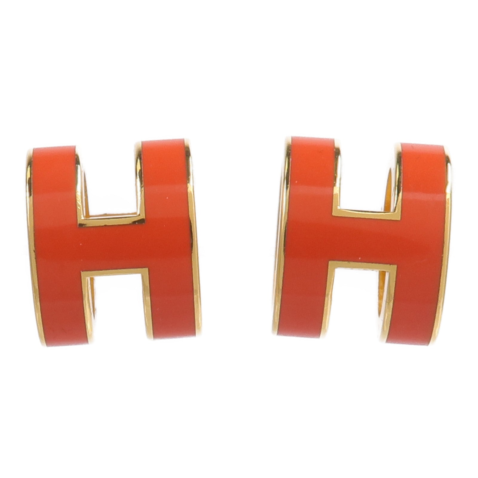 HERMES 金屬Pop H Earrings耳環Orange