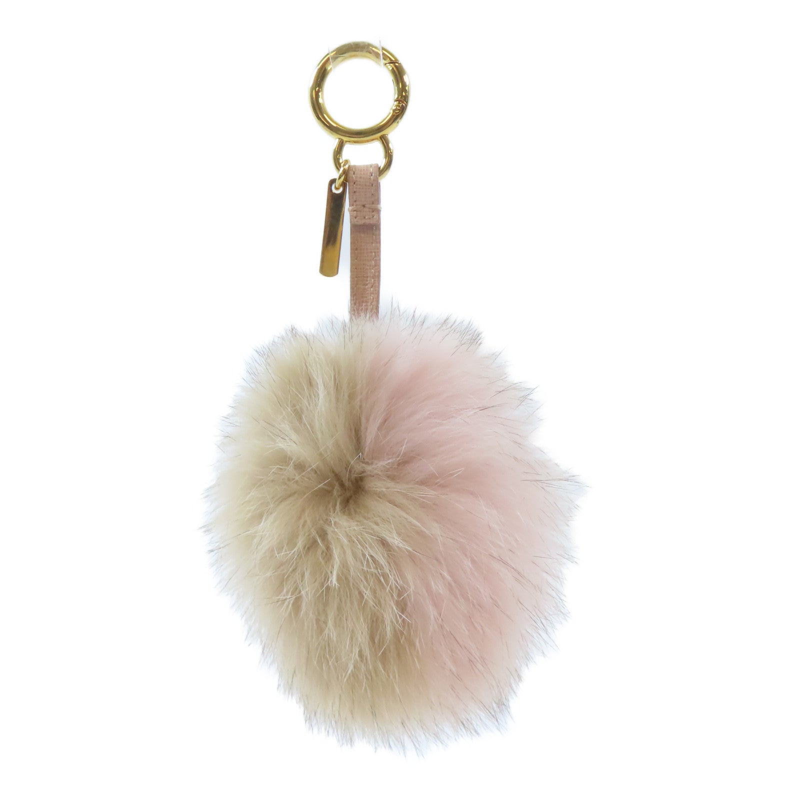 FENDI 【激減優惠】毛茸/皮革Key Holder金扣鎖匙扣粉紅色/淺褐色