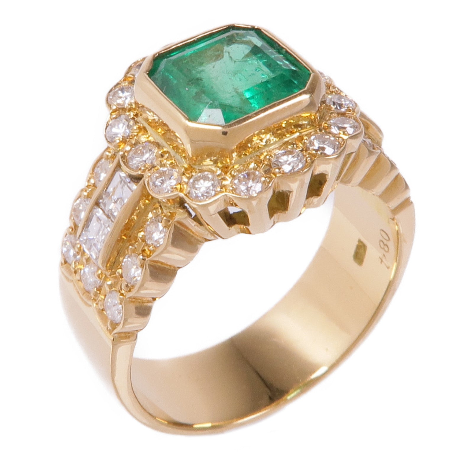 JEWELRY 綠寶石/18K黃金Diamond Ring鑽石戒指US#6.5