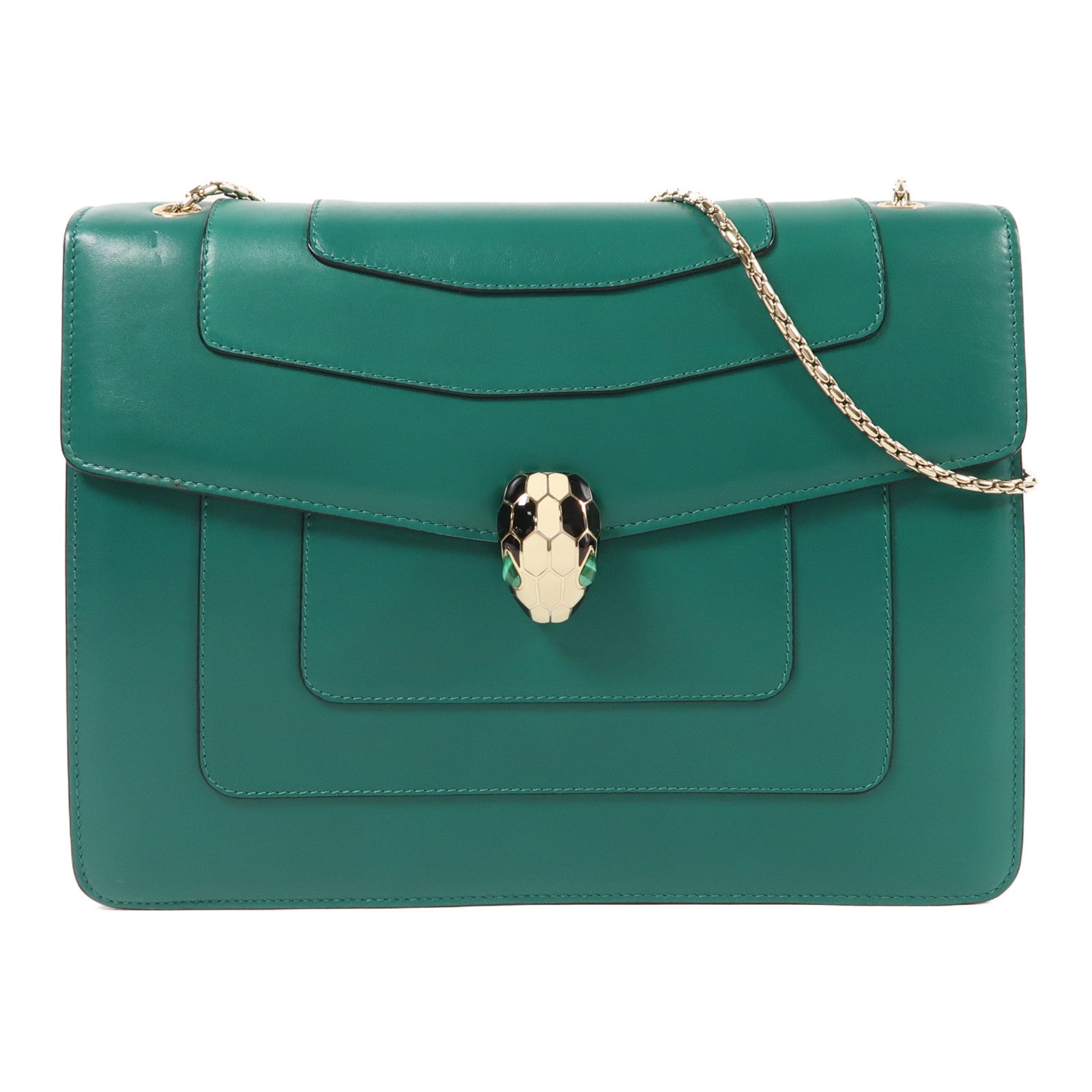 BVLGARI 牛皮皮革Serpenti Forever金扣鏈帶肩背袋