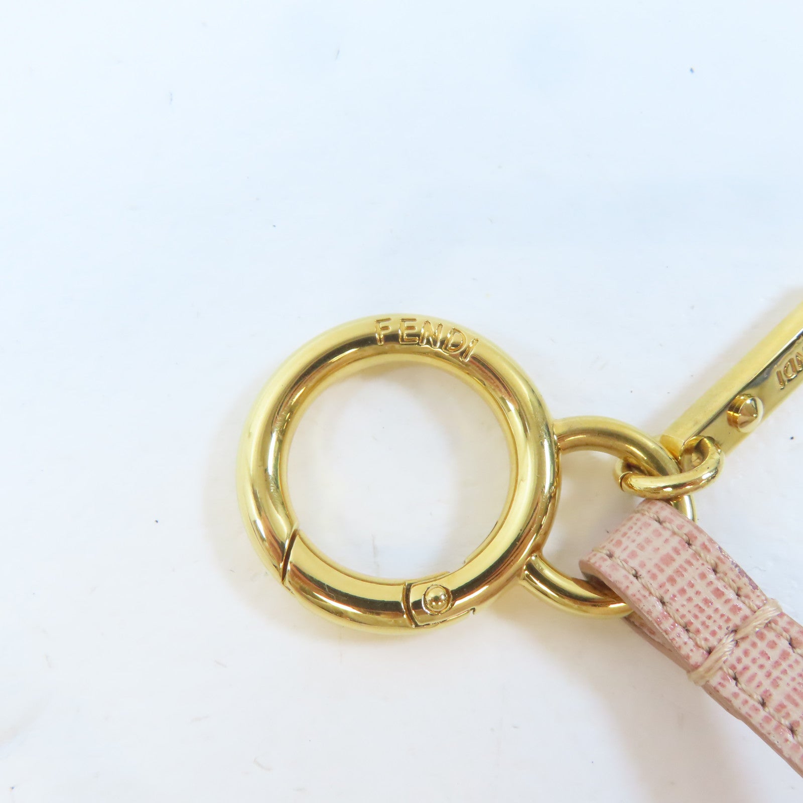 FENDI 【激減優惠】毛茸/皮革Key Holder金扣鎖匙扣粉紅色/淺褐色