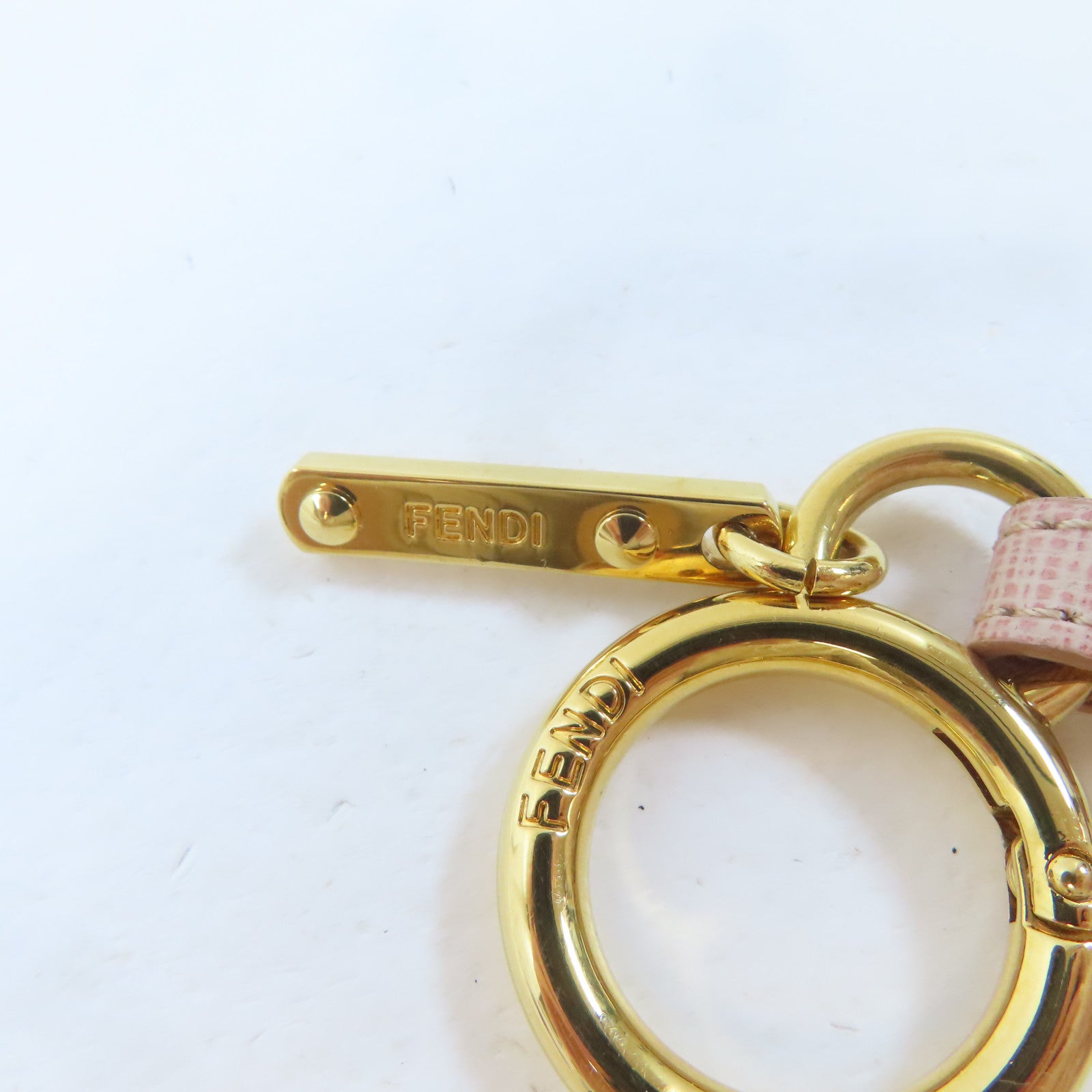 FENDI 【激減優惠】毛茸/皮革Key Holder金扣鎖匙扣粉紅色/淺褐色