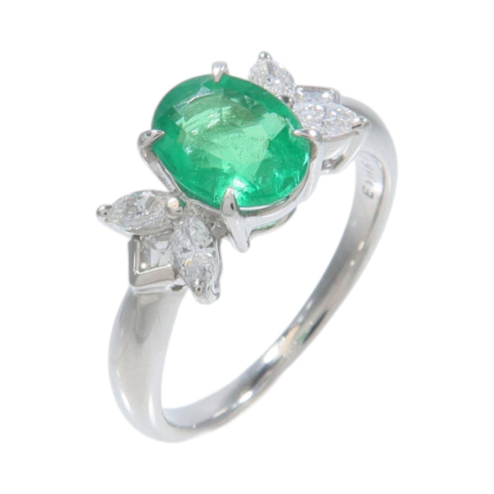 JEWELRY PT900鉑金Emerald Diamond Ring綠寶石/鑽石戒指