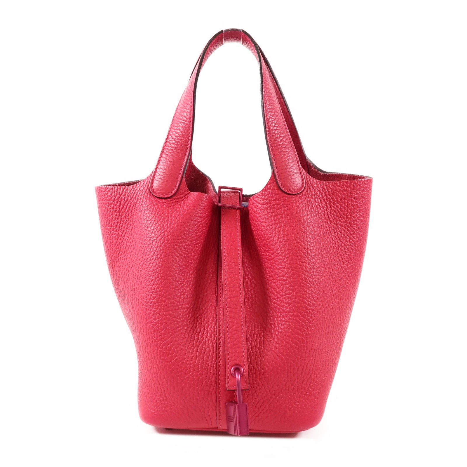 HERMES Clemence皮革Picotin PM Monochrome手挽袋Rose Mexico