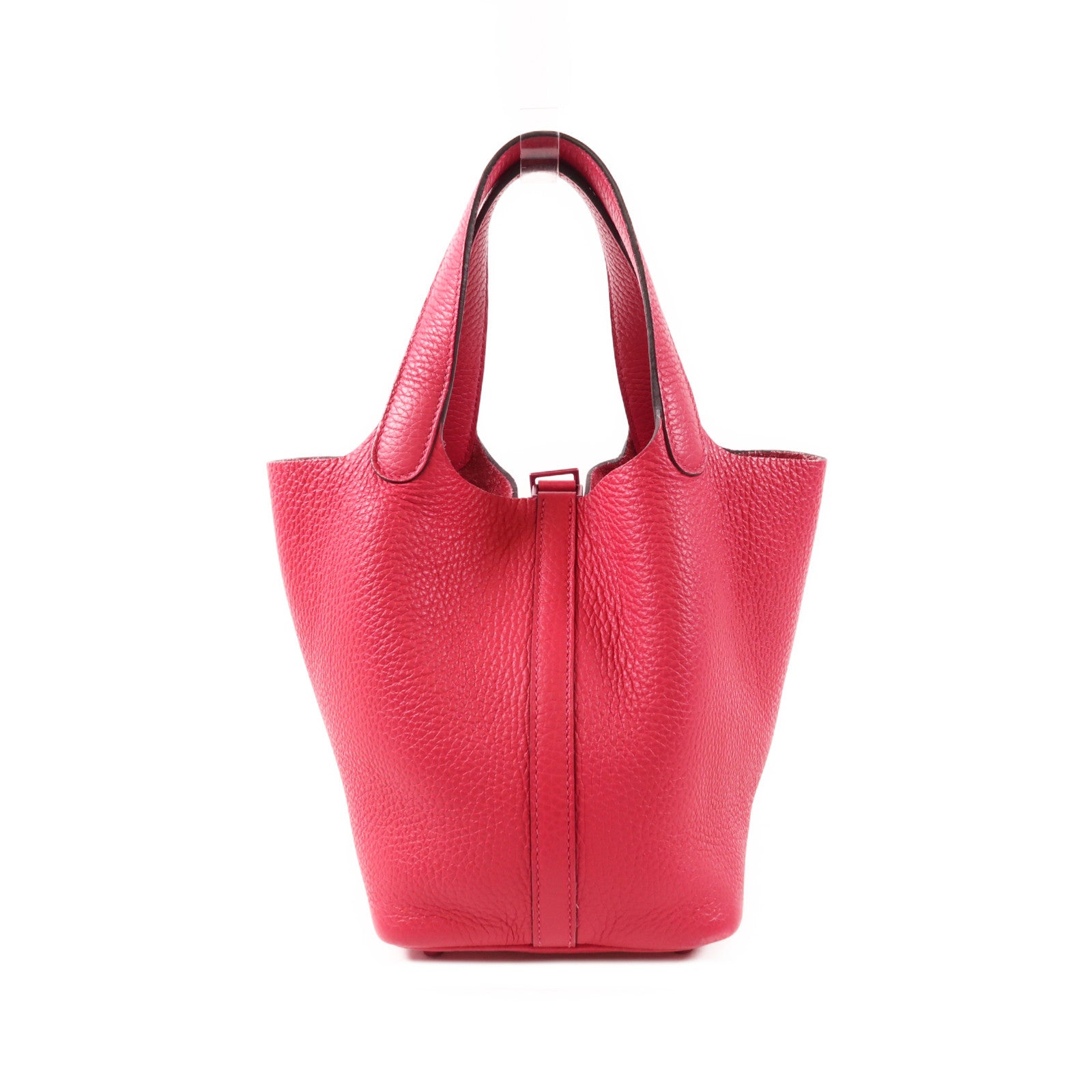 HERMES Clemence皮革Picotin PM Monochrome手挽袋Rose Mexico