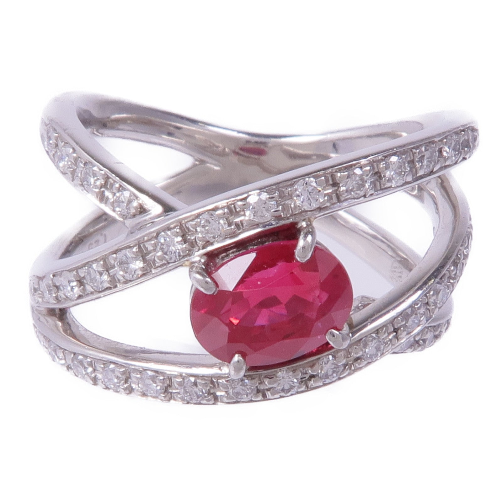 JEWELRY 【激減優惠】PT900鉑金Spinel Diamond Ring尖晶石鑽石戒指US#6