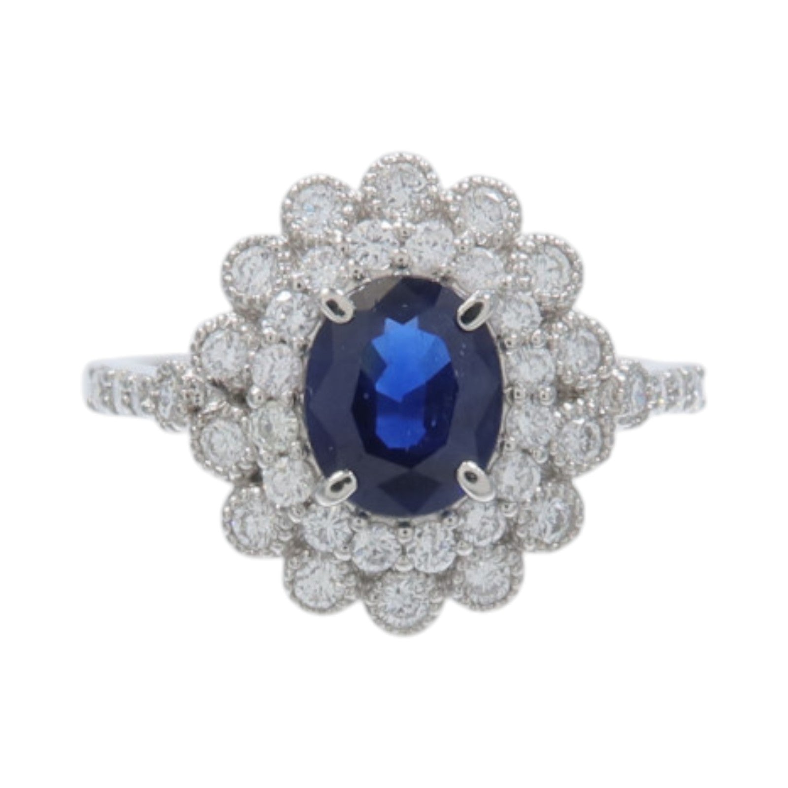 JEWELRY PT900鉑金Sapphire Diamond Ring藍寶石/鑽石戒指