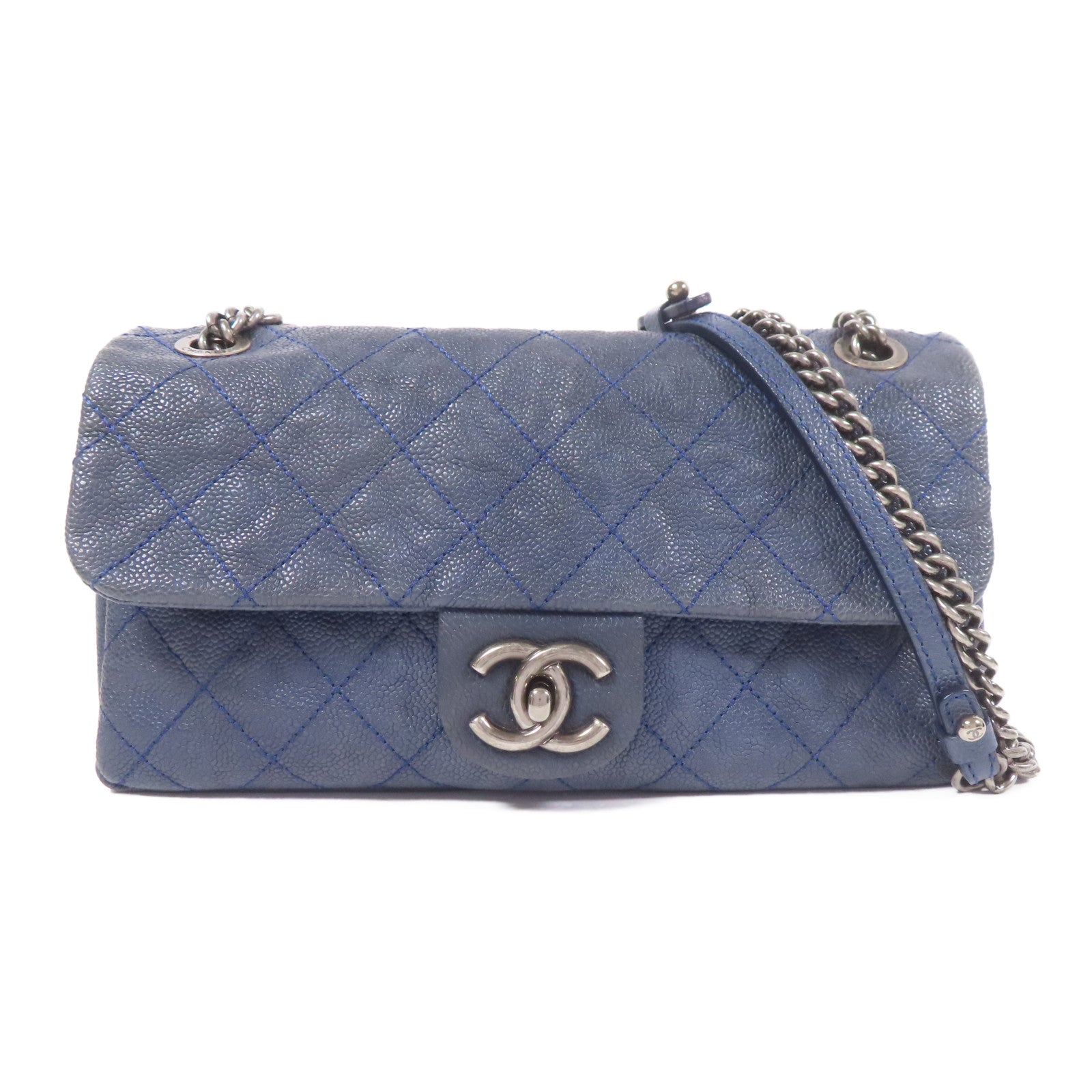 CHANEL 牛皮皮革Shoulder Bag銀扣鏈帶肩背袋