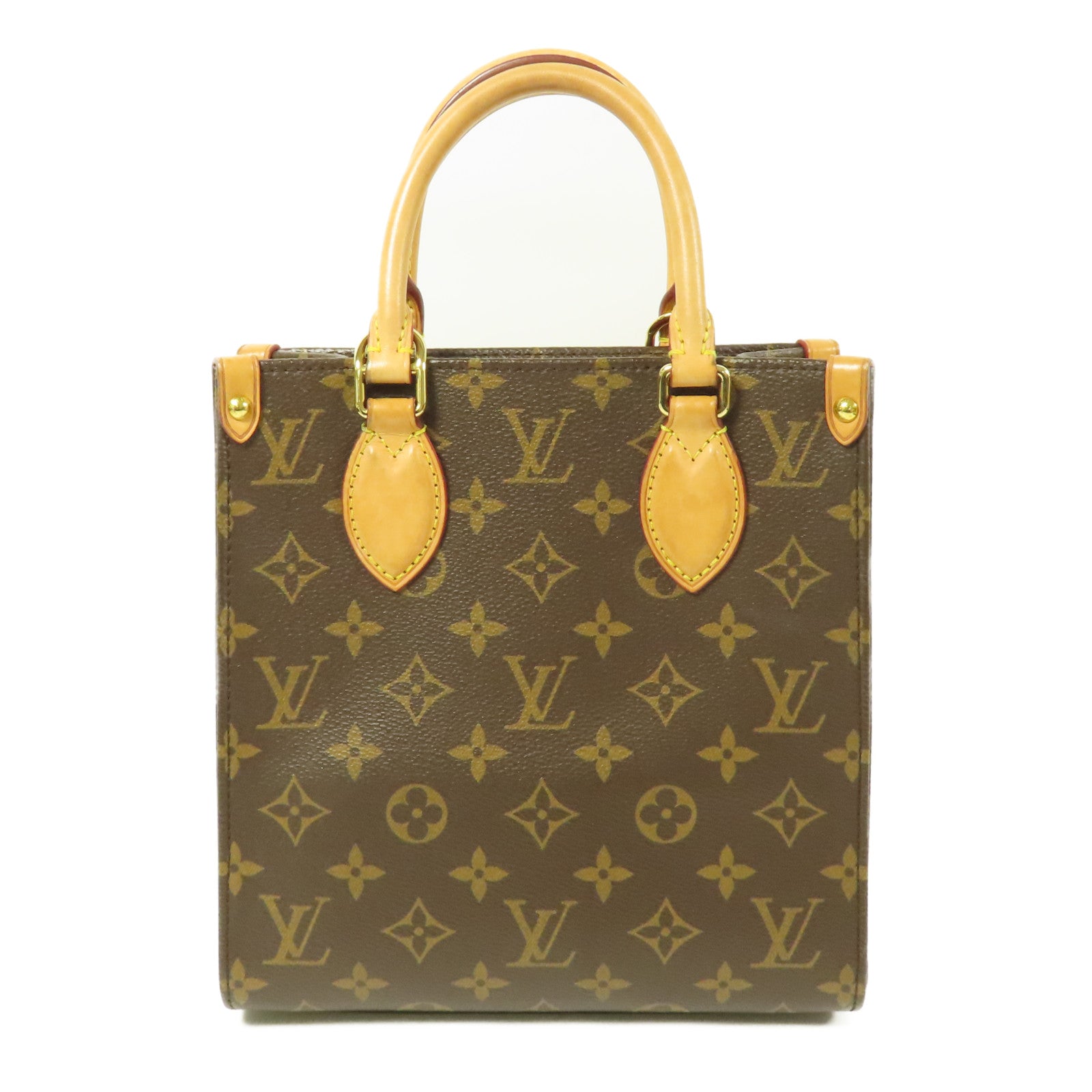 LOUIS VUITTON Monogram Sac Plat BB金扣手挽肩背兩用袋棕色