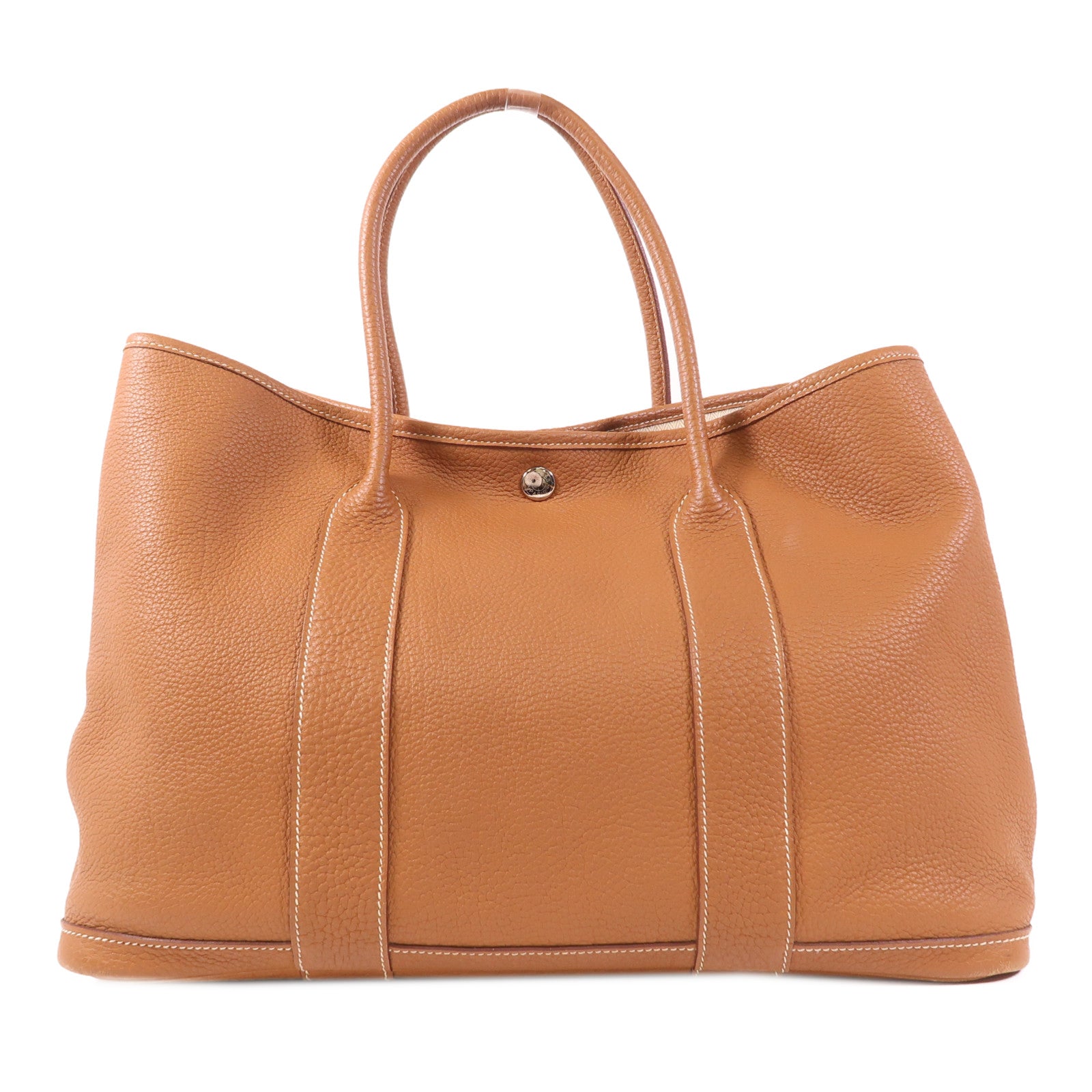 HERMES Negonda皮革Garden Party PM銀扣手挽袋Gold