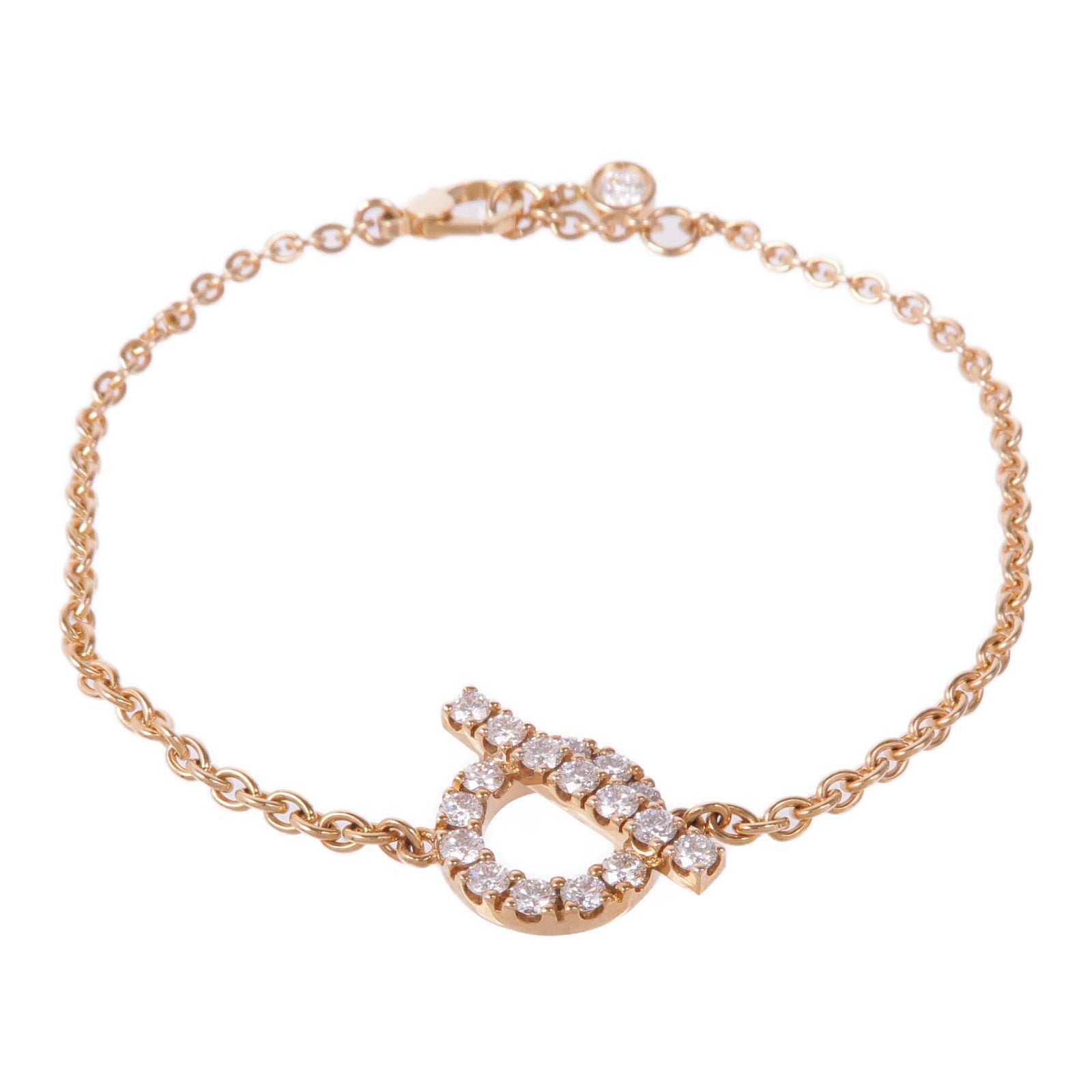 HERMES 18K玫瑰金Finesse Bracelet鑽石手鏈