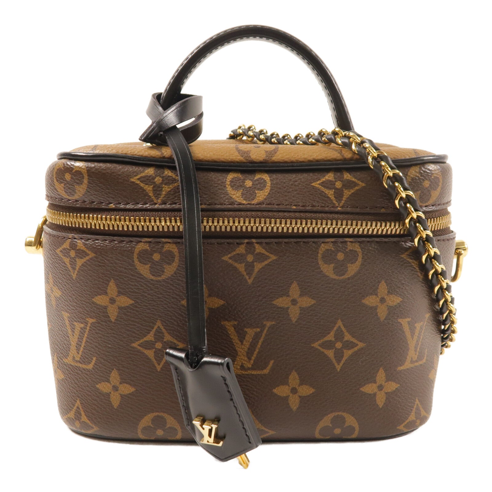 LOUIS VUITTON Monogram Reverse Vanity PM金扣鏈帶手挽肩背兩用袋