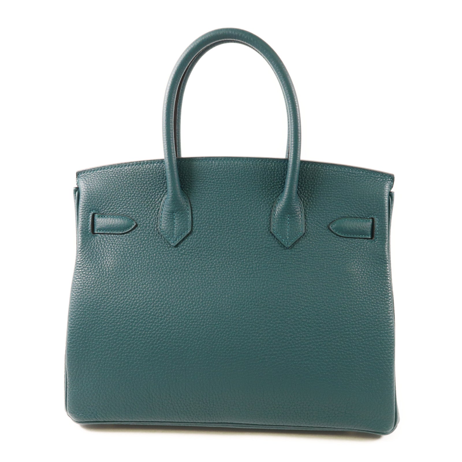 HERMES Togo皮革Birkin 30銀扣手挽袋Vert Bosphore