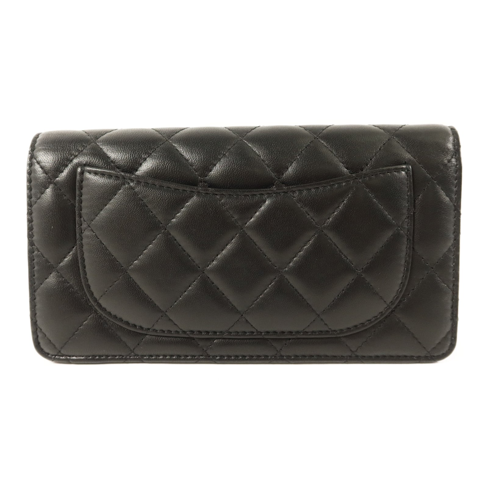 CHANEL 羊皮皮革Long Bifold Wallet金扣長錢包